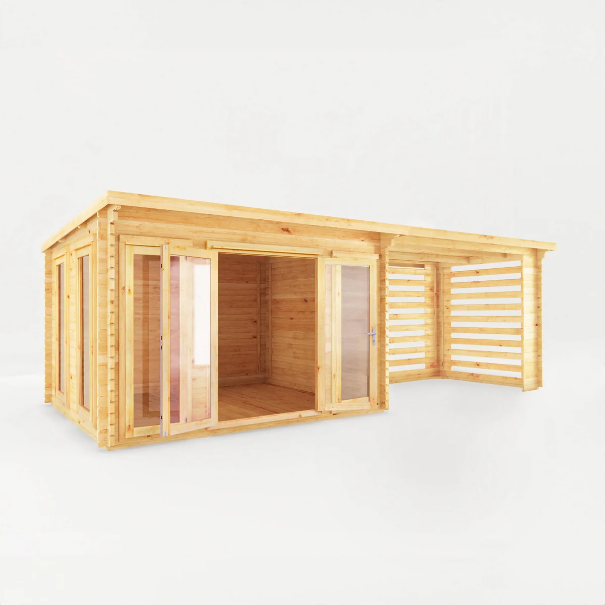 Mercia Studio 10' 11" x 22' 8" Pent Log Cabin Slatted - Premium 34mm Cladding Loglap - Image 6