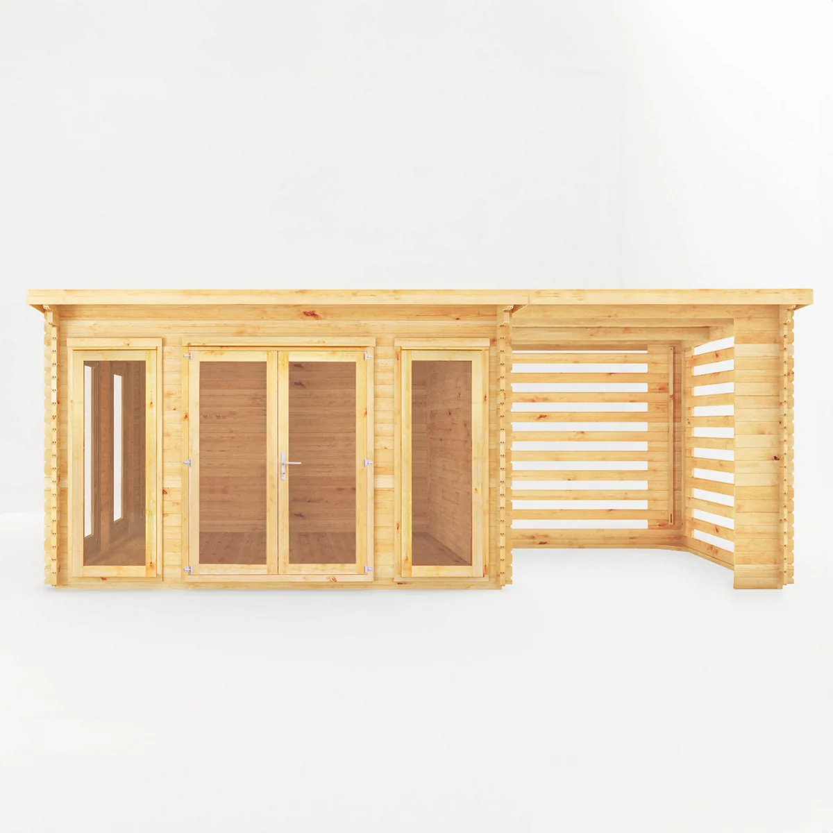 Mercia Studio 10' 11" x 22' 8" Pent Log Cabin Slatted - Premium 34mm Cladding Loglap - Image 7