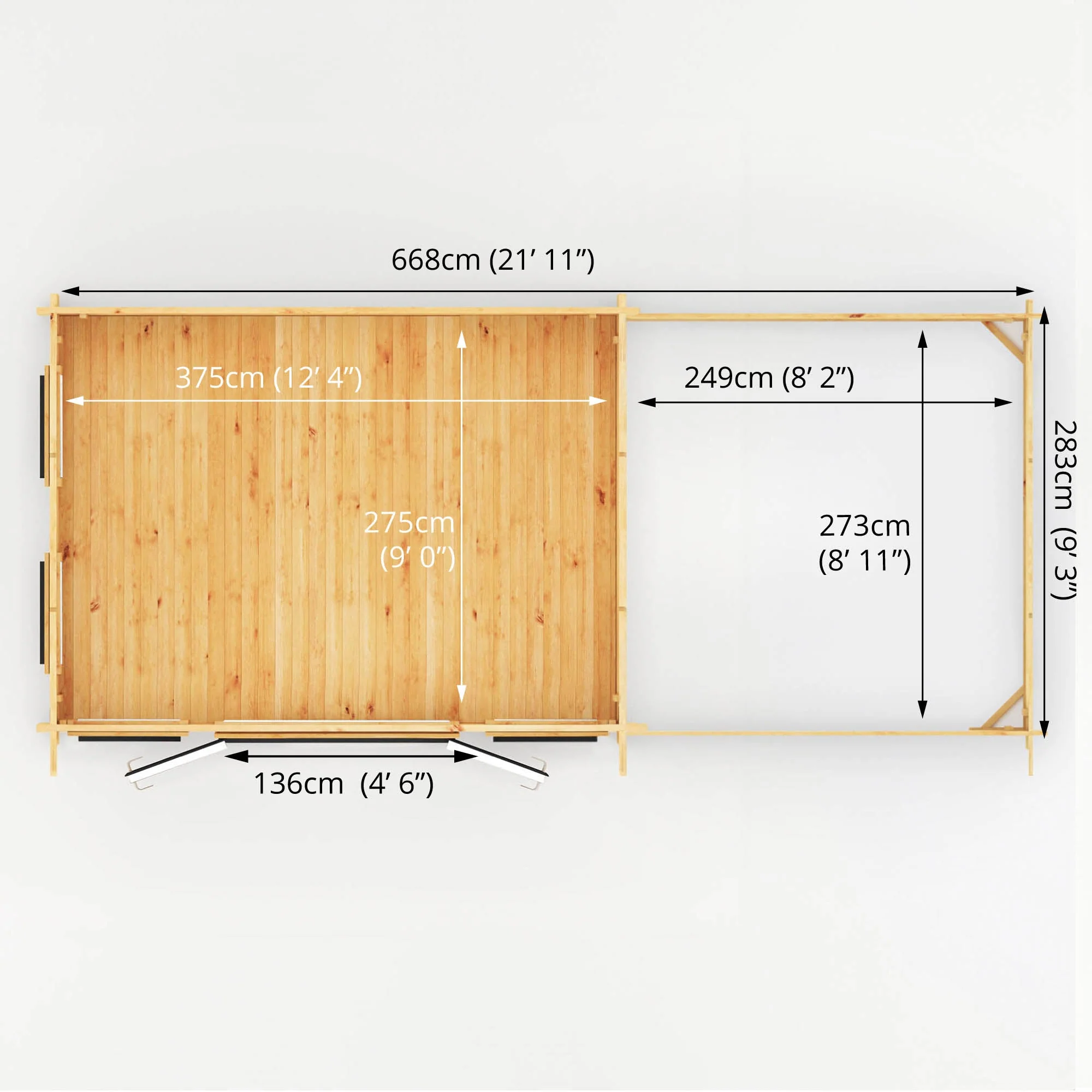 Mercia Studio 10' 11" x 22' 8" Pent Log Cabin Slatted - Premium 44mm Cladding Loglap - Grey UPVC - Image 11