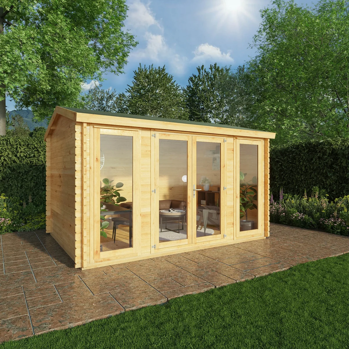 Mercia Studio 10' 3" x 13' 2" Apex Log Cabin - Premium 28mm Cladding Loglap - Image 6