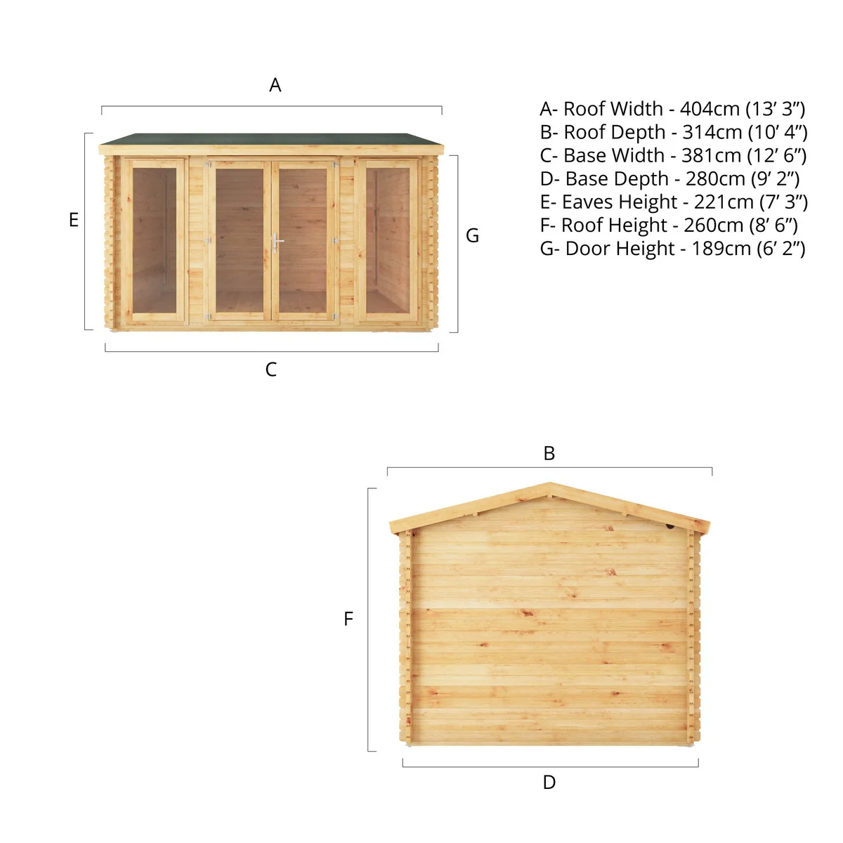 Mercia Studio 10' 3" x 13' 2" Apex Log Cabin - Premium 34mm Cladding Loglap - Image 13