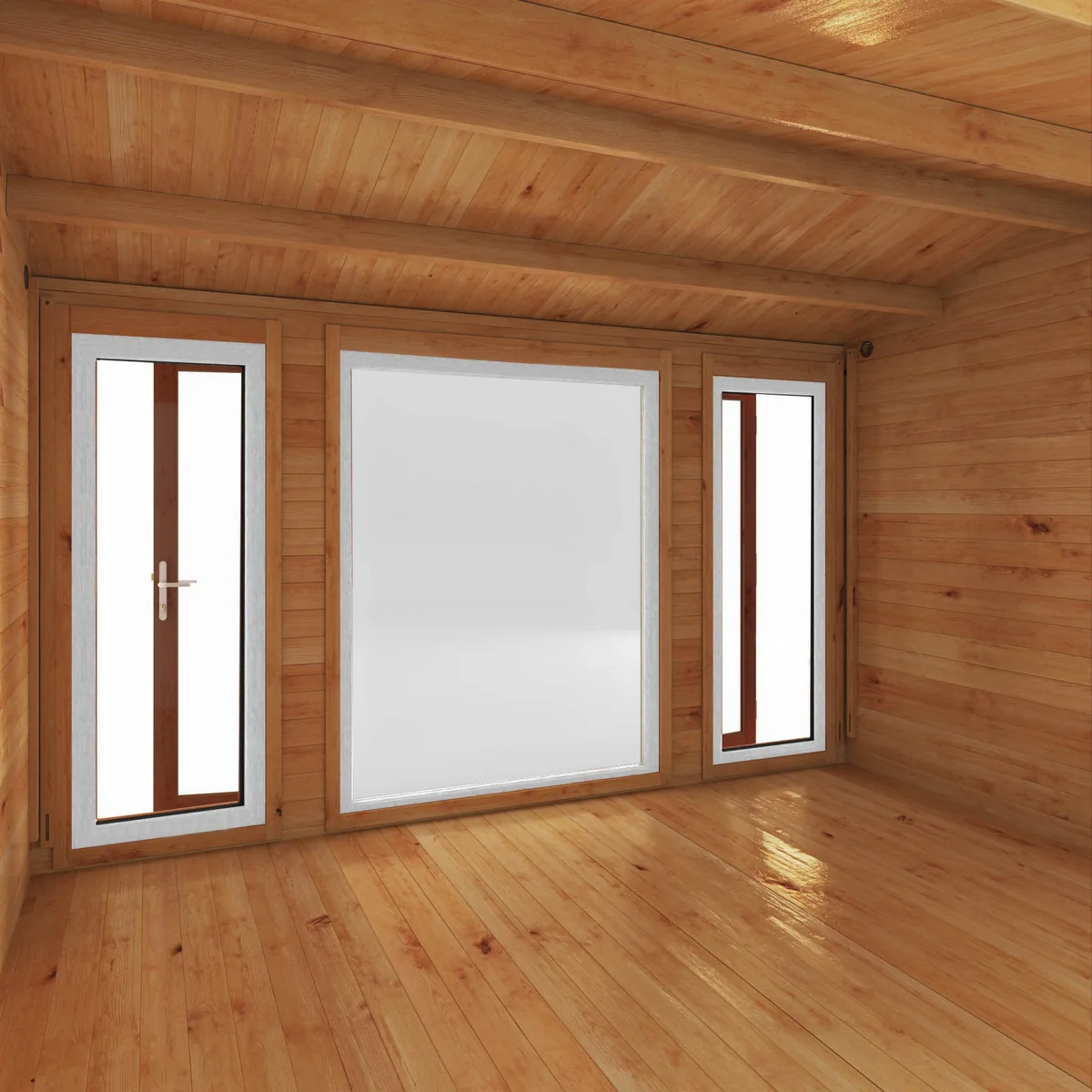 Mercia Studio 10' 3" x 13' 2" Apex Log Cabin - Premium 44mm Cladding Loglap - Brown UPVC - Image 3