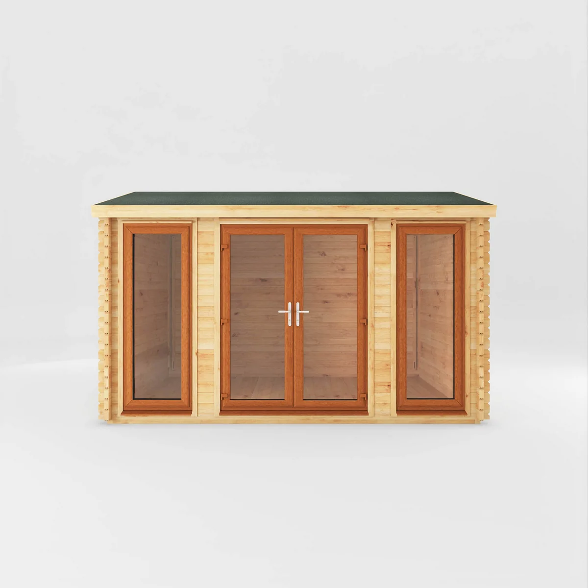 Mercia Studio 10' 3" x 13' 2" Apex Log Cabin - Premium 44mm Cladding Loglap - Brown UPVC - Image 4