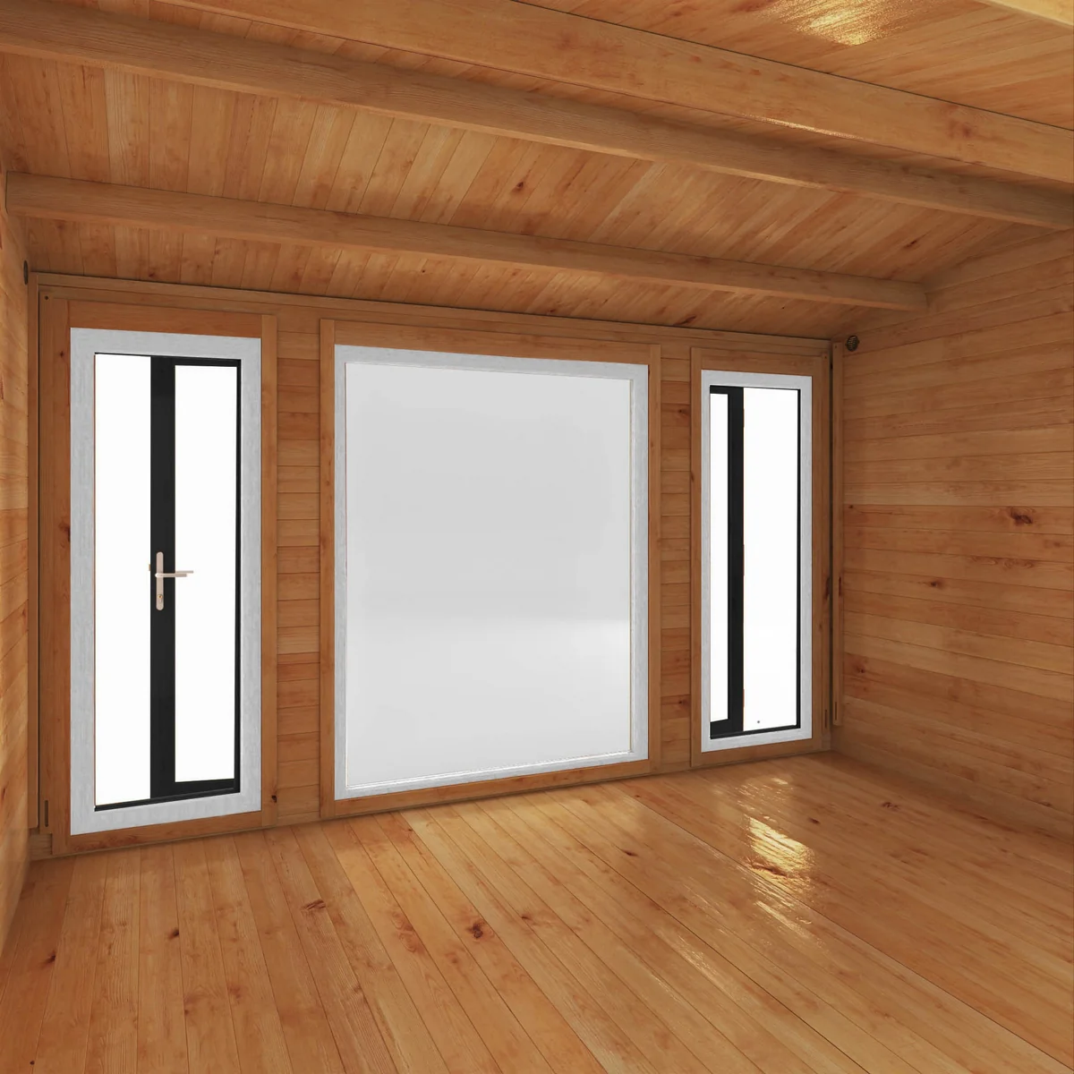 Mercia Studio 10' 3" x 13' 2" Apex Log Cabin - Premium 44mm Cladding Loglap - Grey UPVC - Image 2
