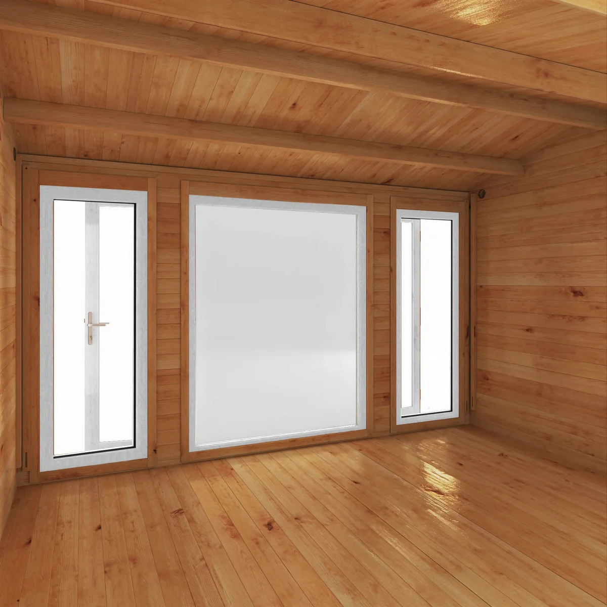 Mercia Studio 10' 3" x 13' 2" Apex Log Cabin - Premium 44mm Cladding Loglap - White UPVC - Image 2