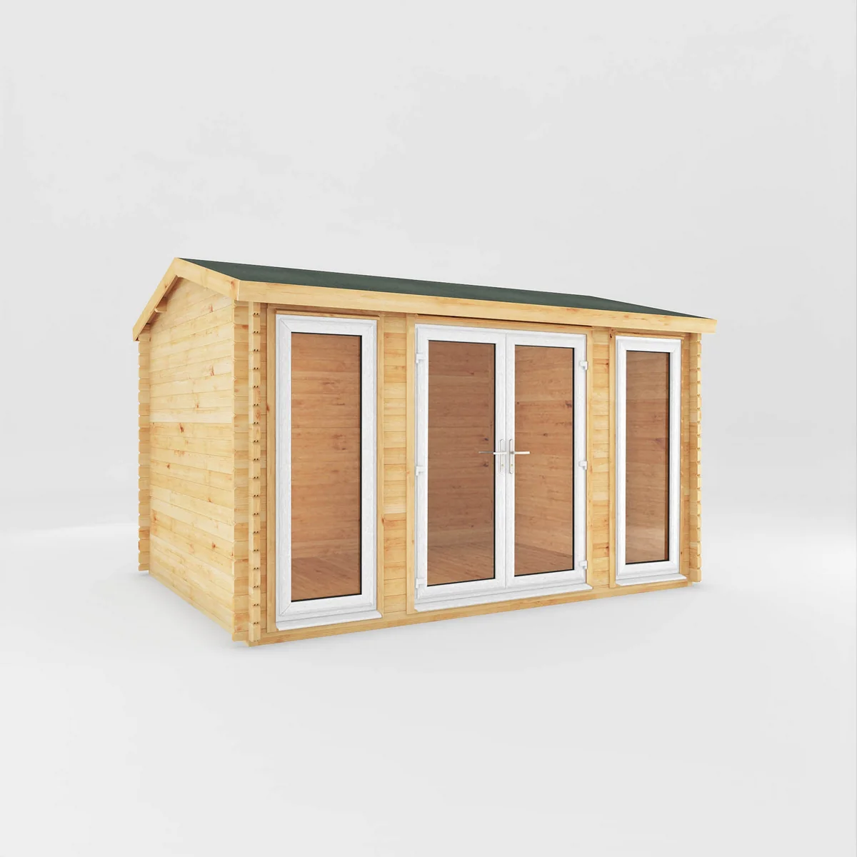 Mercia Studio 10' 3" x 13' 2" Apex Log Cabin - Premium 44mm Cladding Loglap - White UPVC - Image 7