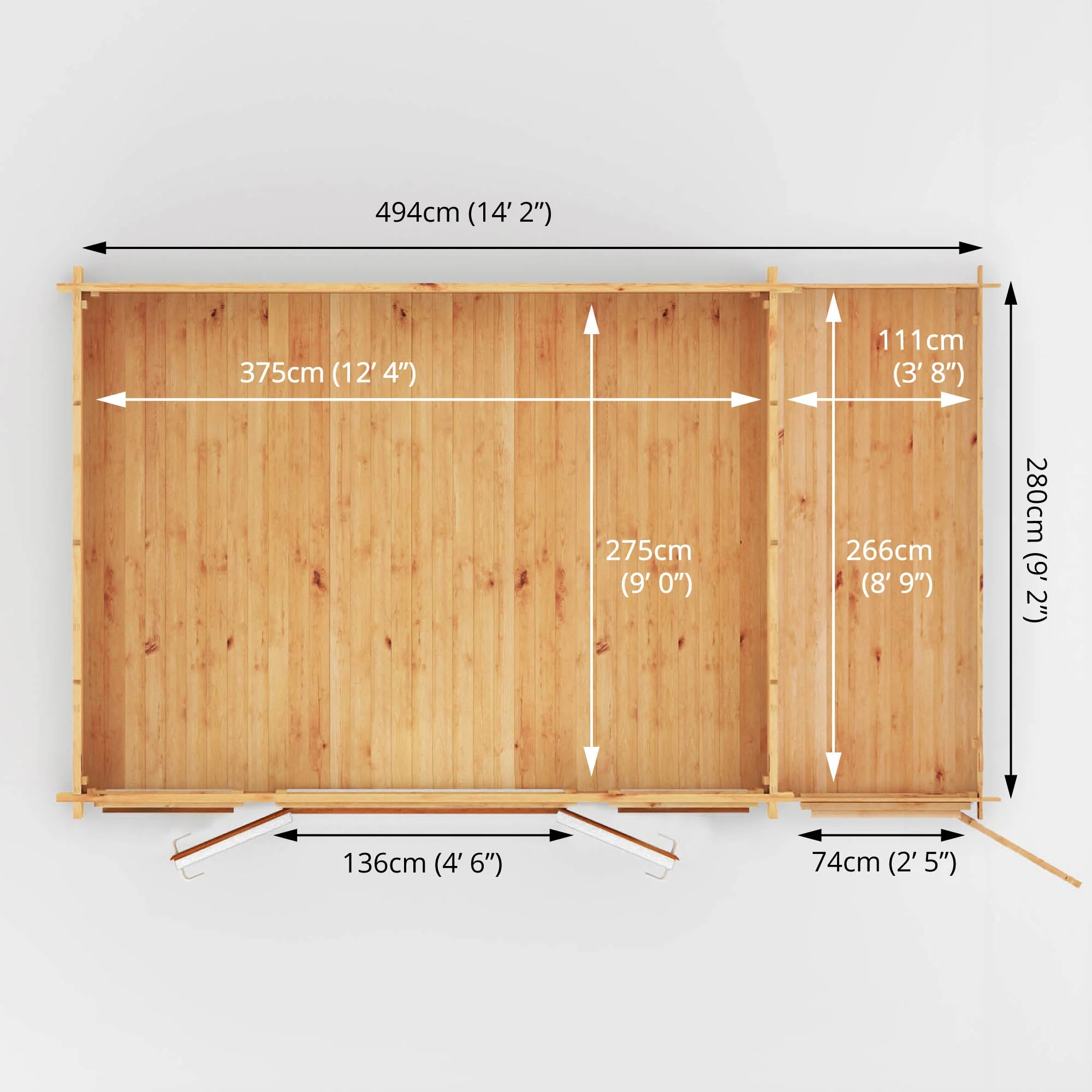 Mercia Studio 10' 3" x 16' 10" Apex Log Cabin - Premium 44mm Cladding Loglap - Brown UPVC - Image 11
