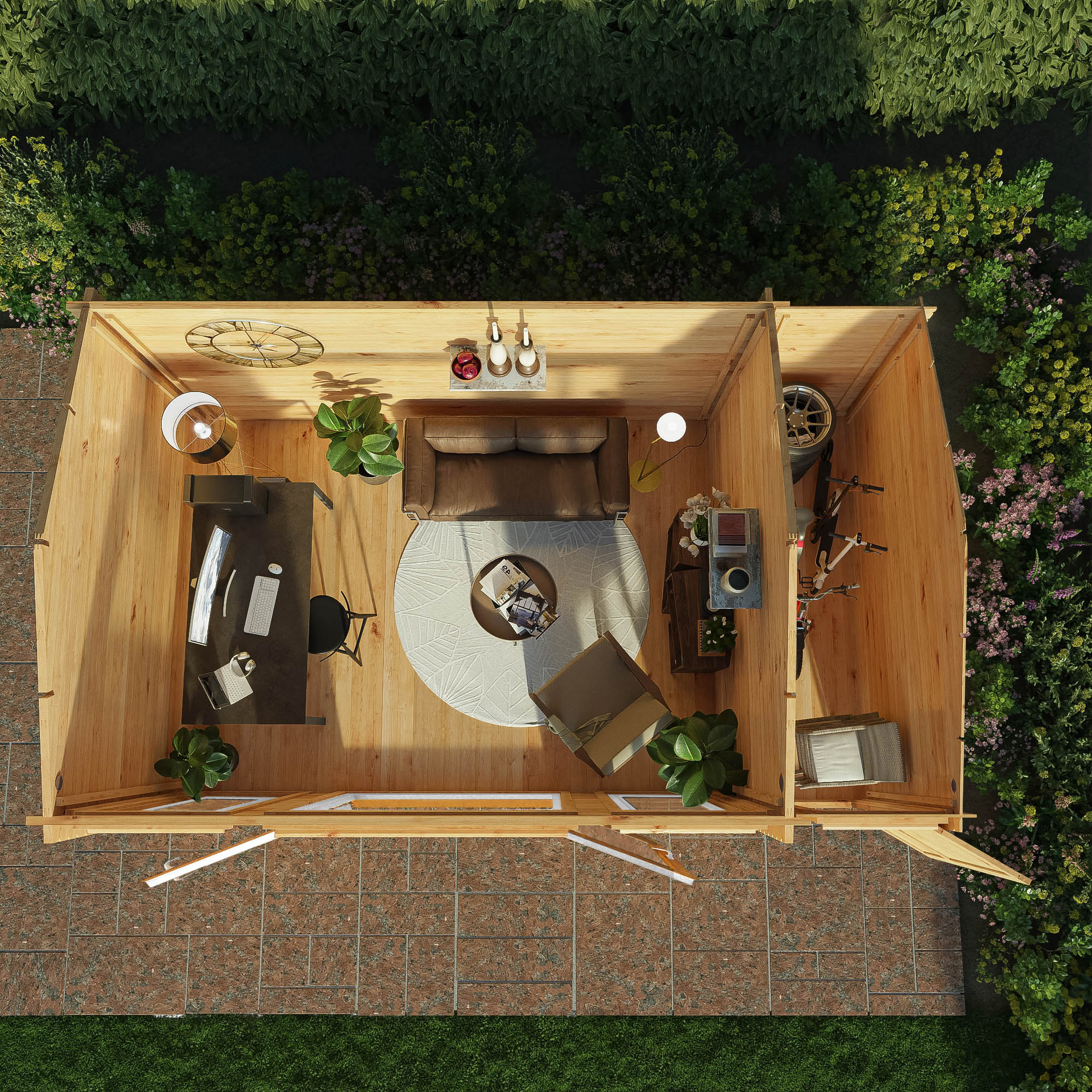 Mercia Studio 10' 3" x 16' 10" Apex Log Cabin - Premium 44mm Cladding Loglap - Brown UPVC - Image 3