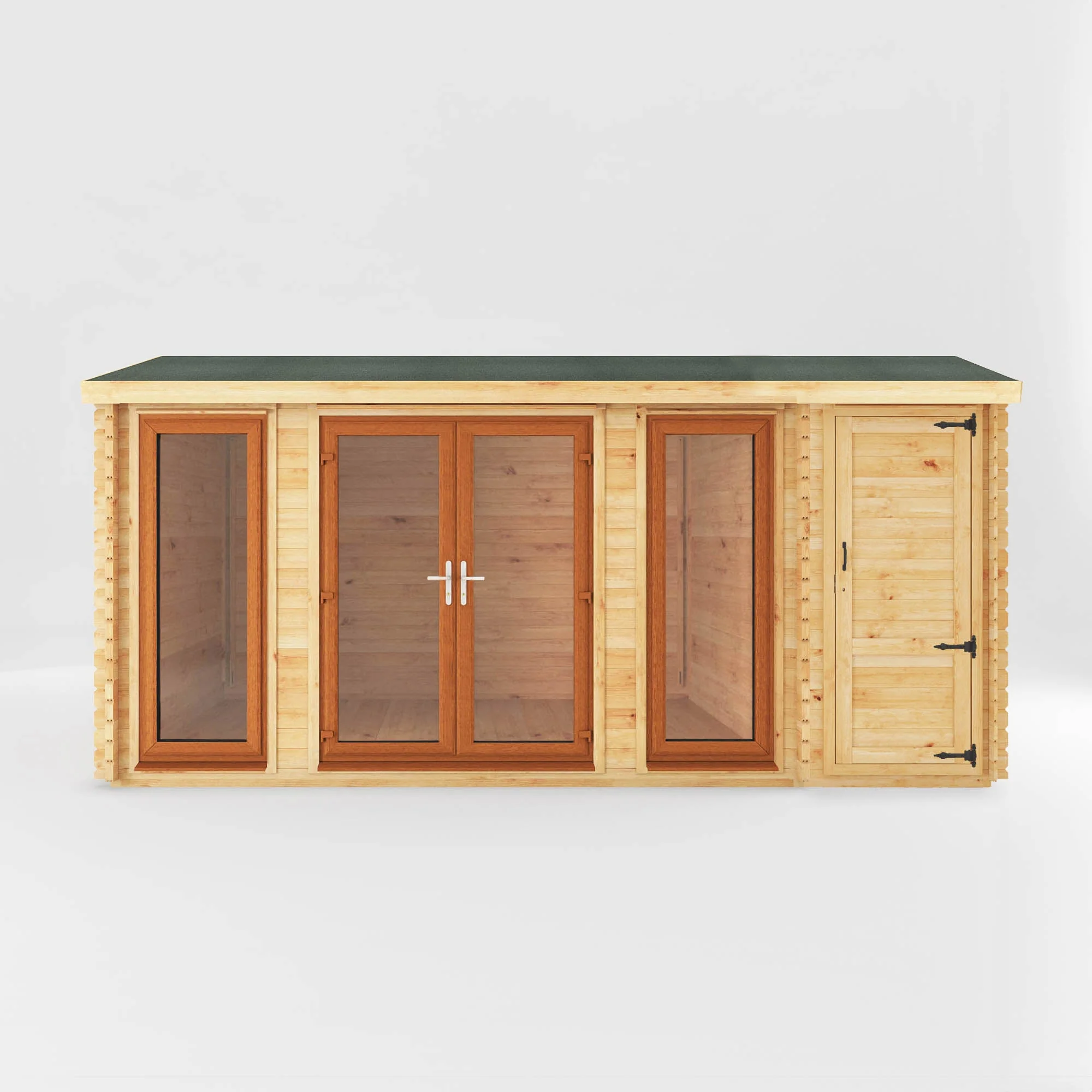 Mercia Studio 10' 3" x 16' 10" Apex Log Cabin - Premium 44mm Cladding Loglap - Brown UPVC - Image 8