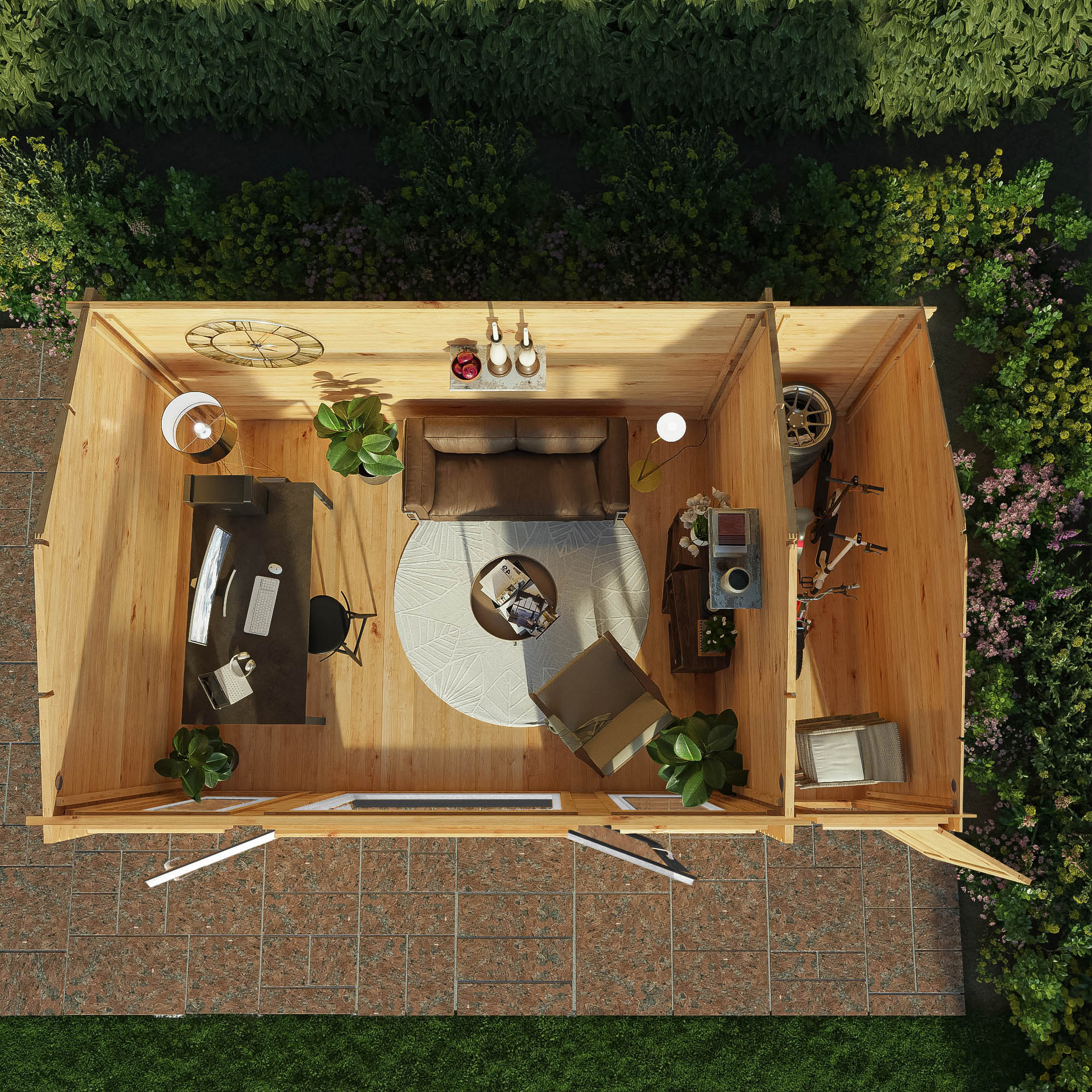 Mercia Studio 10' 3" x 16' 10" Apex Log Cabin - Premium 44mm Cladding Loglap - Grey UPVC - Image 3