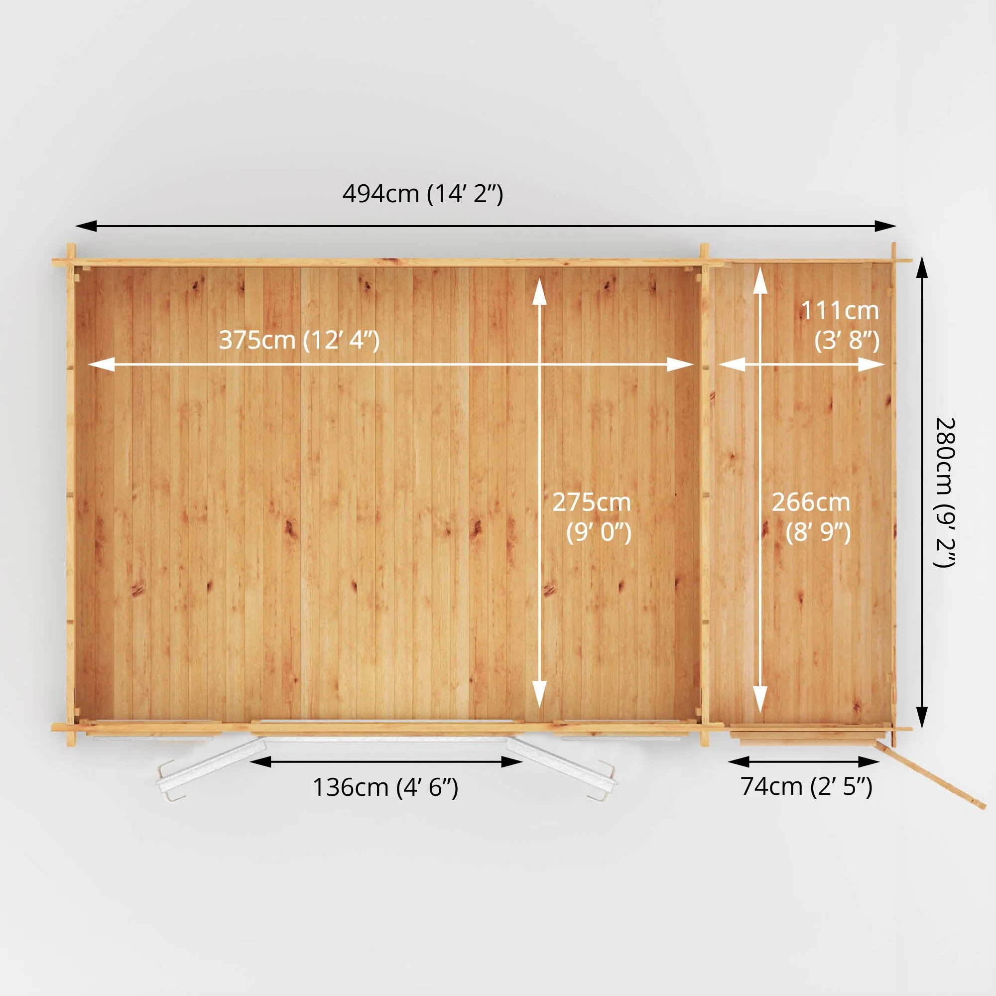 Mercia Studio 10' 3" x 16' 10" Apex Log Cabin - Premium 44mm Cladding Loglap - White UPVC - Image 11