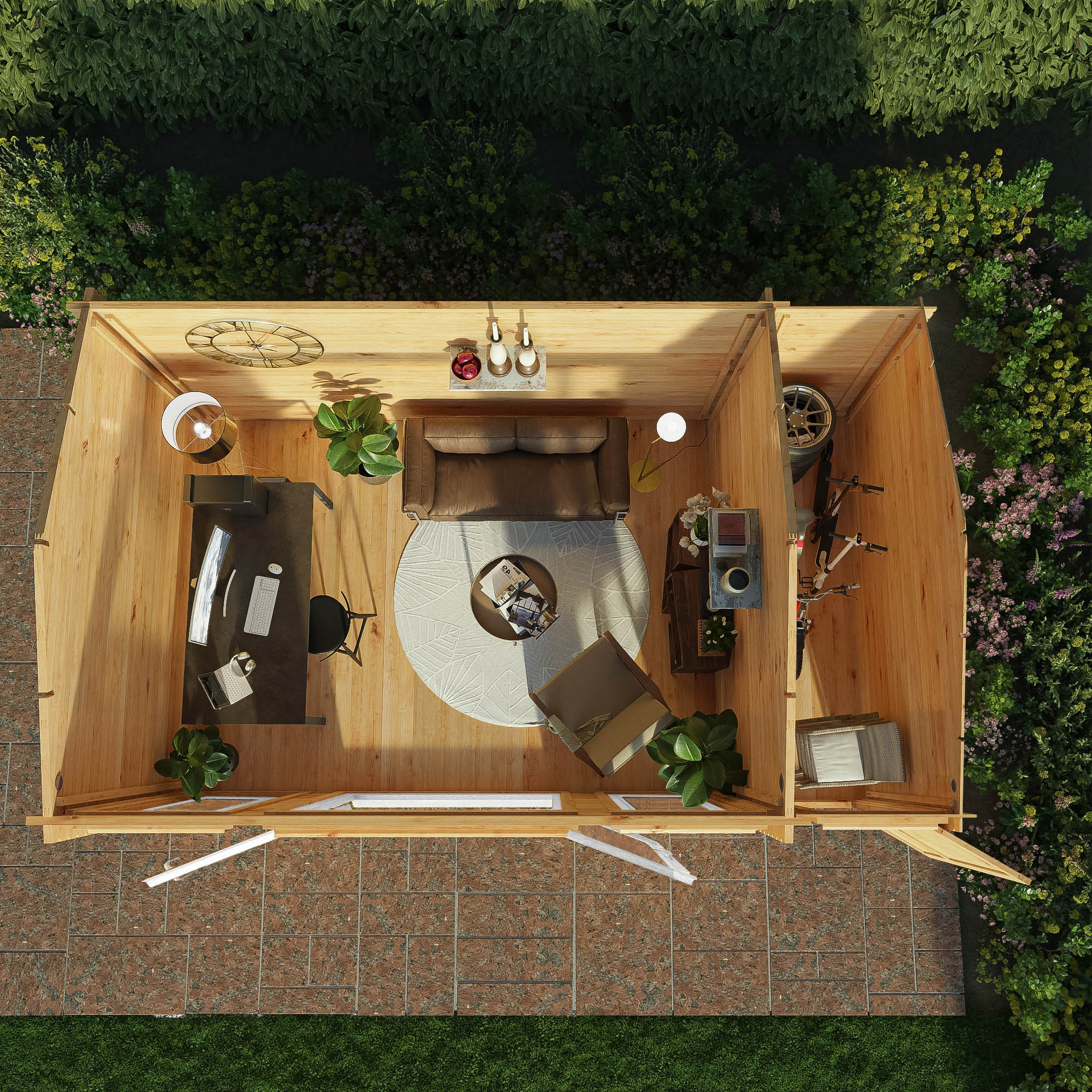 Mercia Studio 10' 3" x 16' 10" Apex Log Cabin - Premium 44mm Cladding Loglap - White UPVC - Image 3