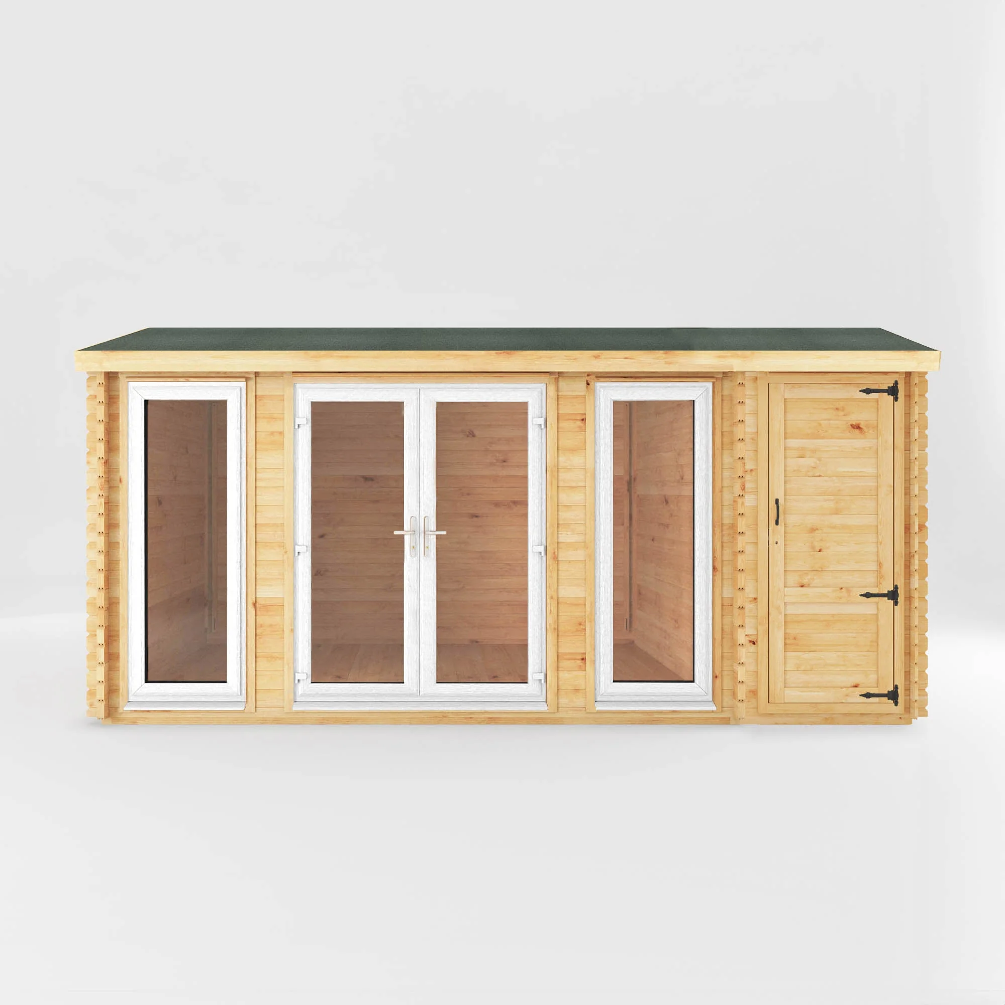 Mercia Studio 10' 3" x 16' 10" Apex Log Cabin - Premium 44mm Cladding Loglap - White UPVC - Image 7
