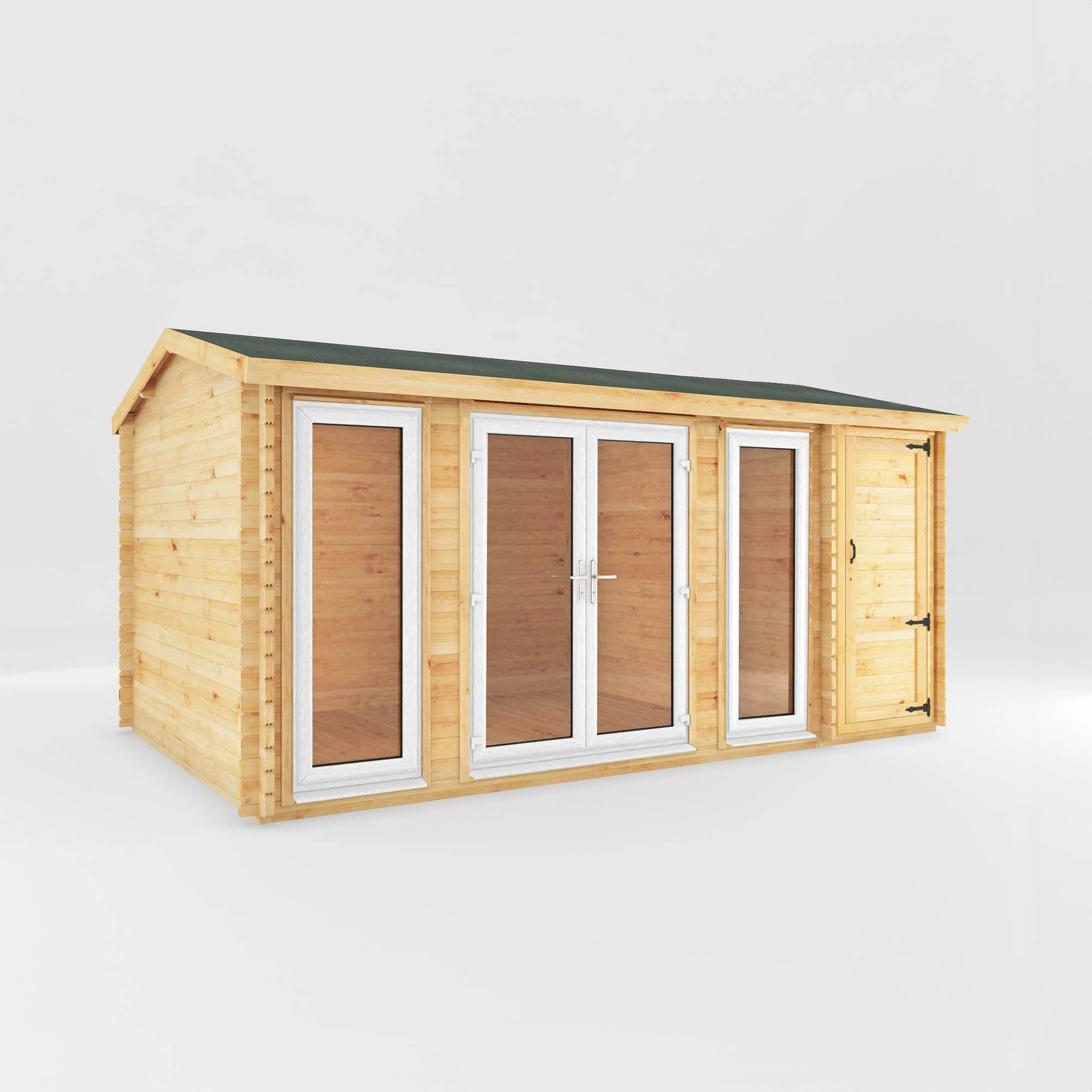 Mercia Studio 10' 3" x 16' 10" Apex Log Cabin - Premium 44mm Cladding Loglap - White UPVC - Image 9