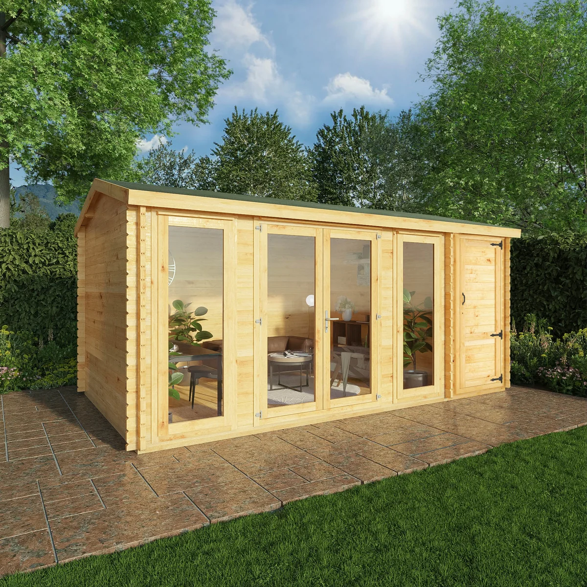 Mercia Studio 10' 3" x 16' 11" Apex Log Cabin - Premium 34mm Cladding Loglap - Image 6