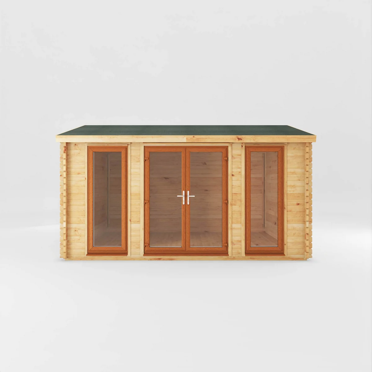 Mercia Studio 11' 11" x 14' 10" Apex Log Cabin - Premium 44mm Cladding Loglap - Brown UPVC - Image 3