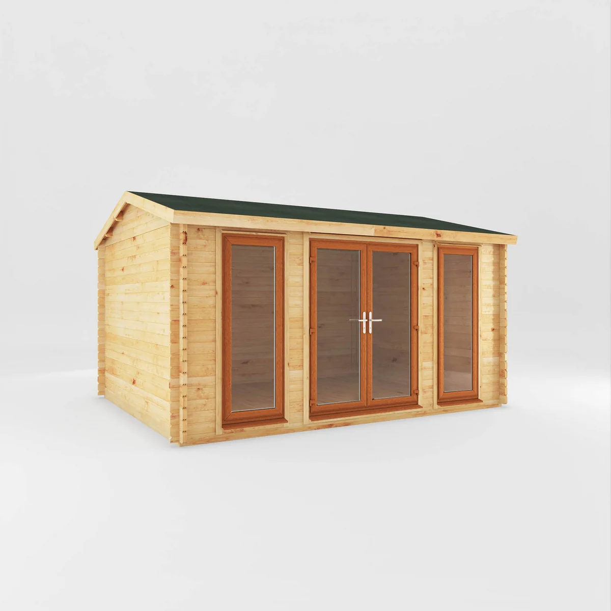 Mercia Studio 11' 11" x 14' 10" Apex Log Cabin - Premium 44mm Cladding Loglap - Brown UPVC - Image 6