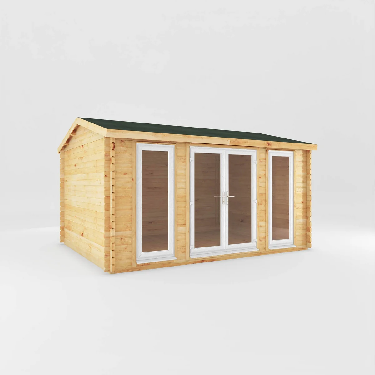 Mercia Studio 11' 11" x 14' 10" Apex Log Cabin - Premium 44mm Cladding Loglap - White UPVC - Image 5