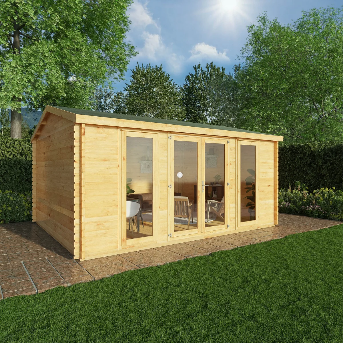Mercia Studio 13' 7" x 16' 6" Apex Log Cabin - Premium 28mm Cladding Loglap - Image 8