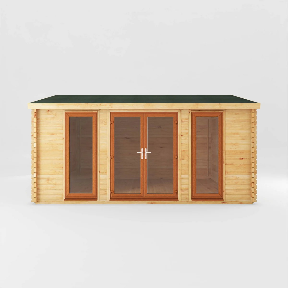 Mercia Studio 13' 7" x 16' 6" Apex Log Cabin - Premium 44mm Cladding Loglap - Brown UPVC - Image 3
