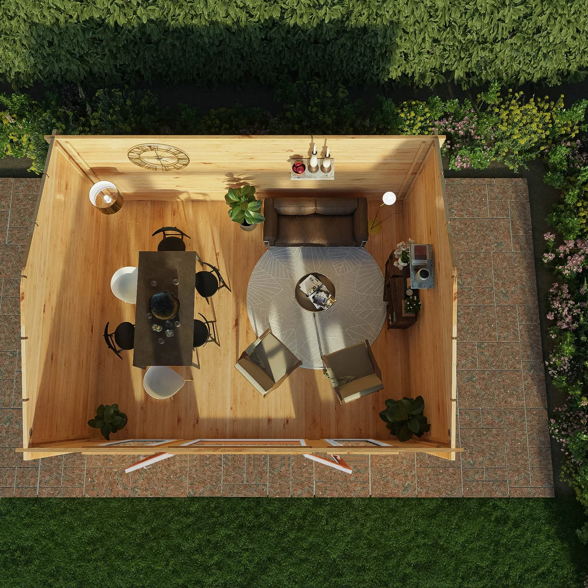 Mercia Studio 13' 7" x 16' 6" Apex Log Cabin - Premium 44mm Cladding Loglap - Brown UPVC - Image 5