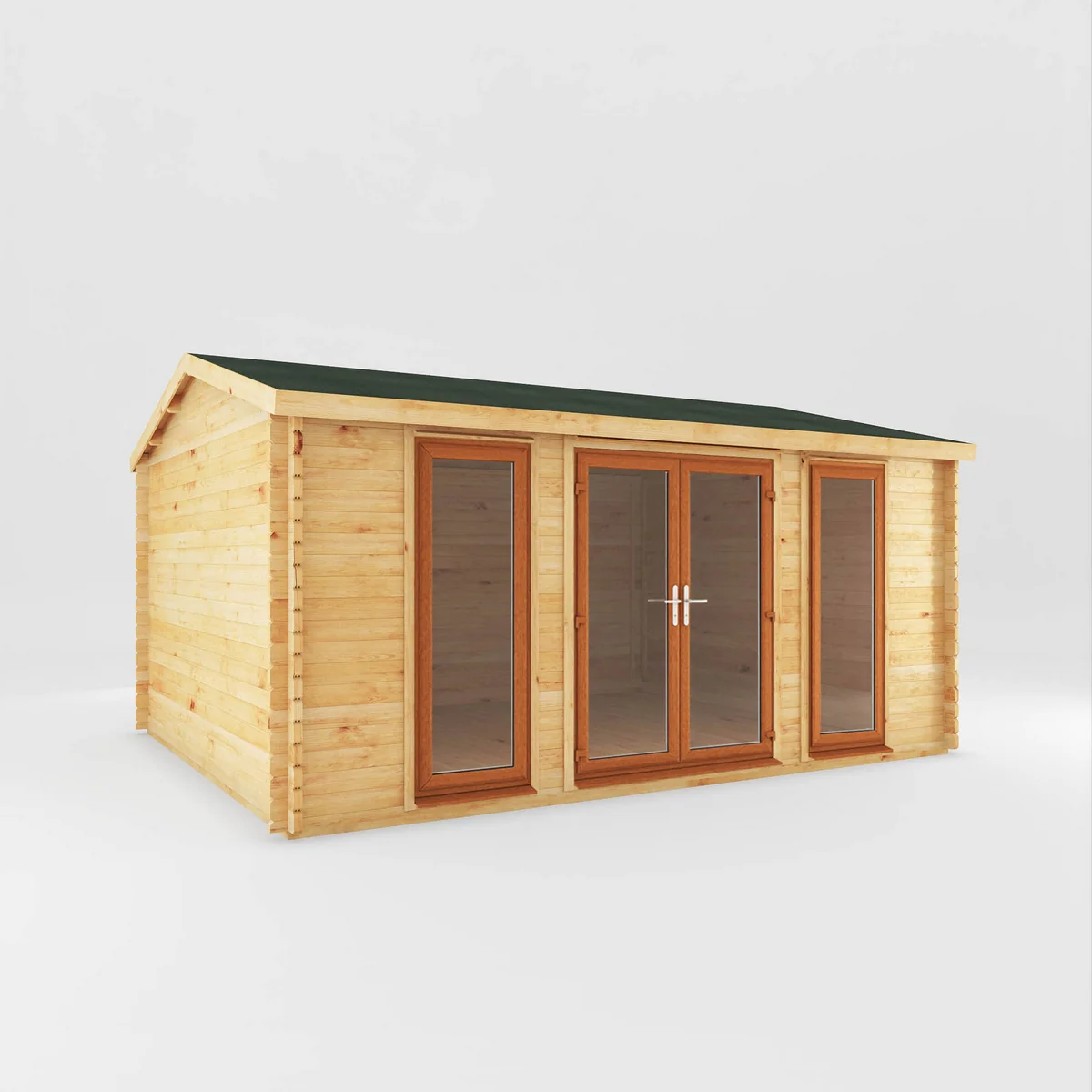 Mercia Studio 13' 7" x 16' 6" Apex Log Cabin - Premium 44mm Cladding Loglap - Brown UPVC - Image 6
