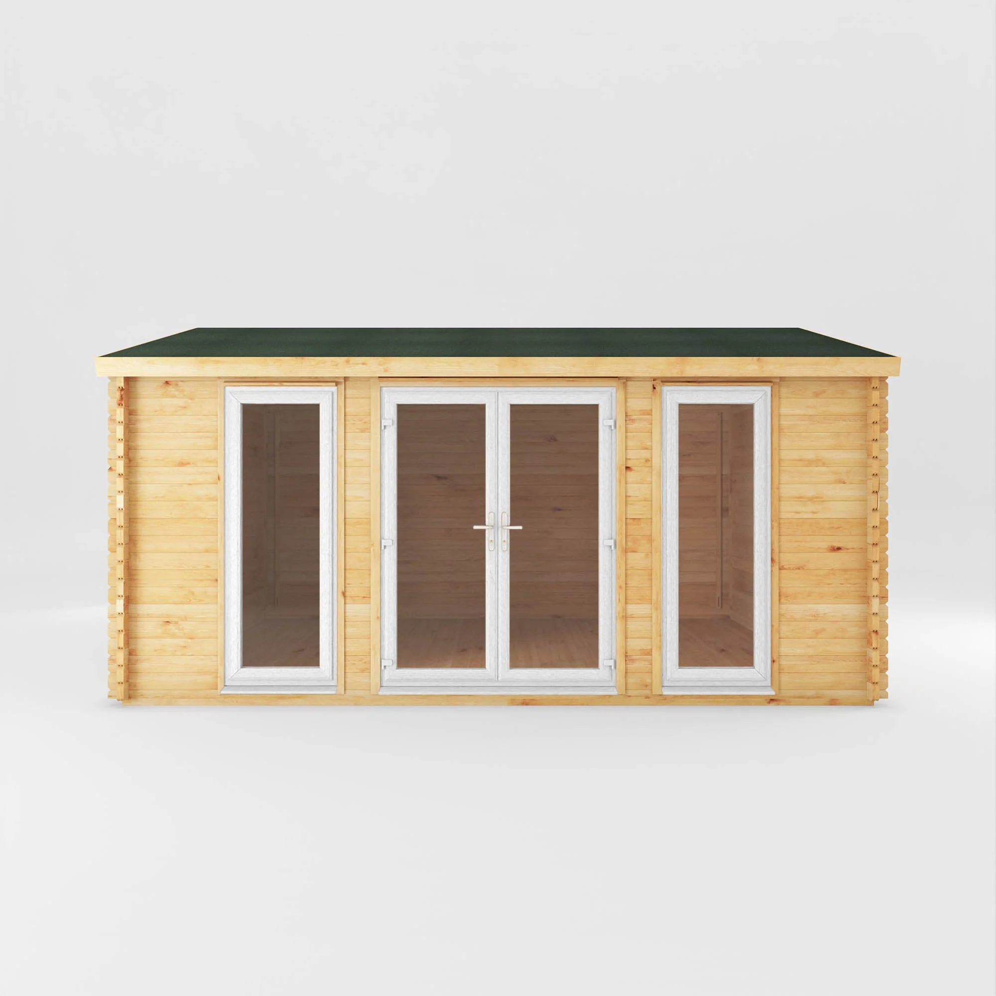 Mercia Studio 13' 7" x 16' 6" Apex Log Cabin - Premium 44mm Cladding Loglap - White UPVC - Image 10