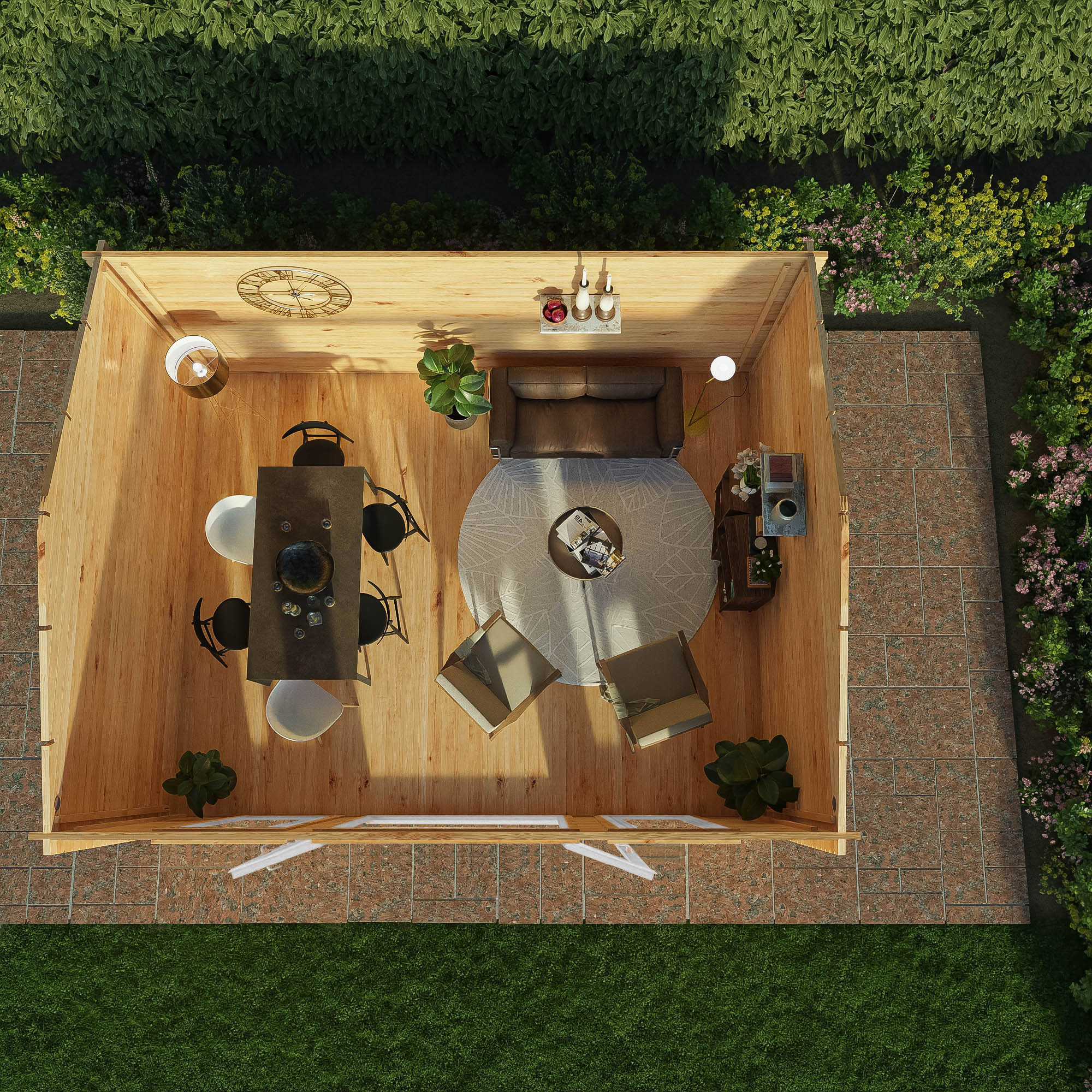 Mercia Studio 13' 7" x 16' 6" Apex Log Cabin - Premium 44mm Cladding Loglap - White UPVC - Image 3