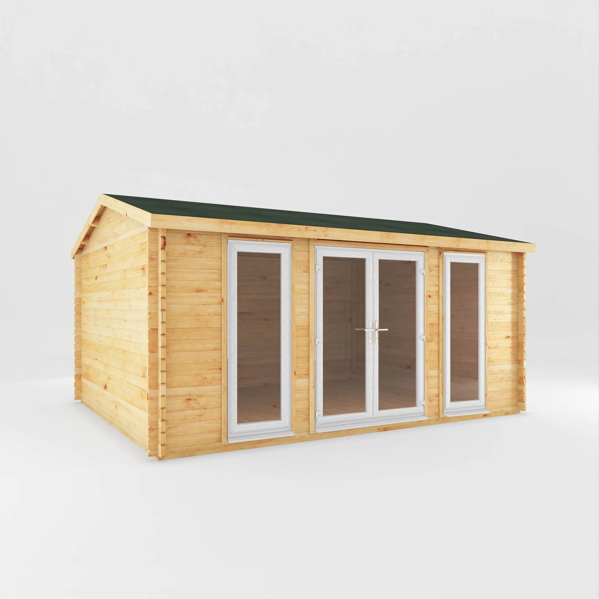 Mercia Studio 13' 7" x 16' 6" Apex Log Cabin - Premium 44mm Cladding Loglap - White UPVC - Image 8
