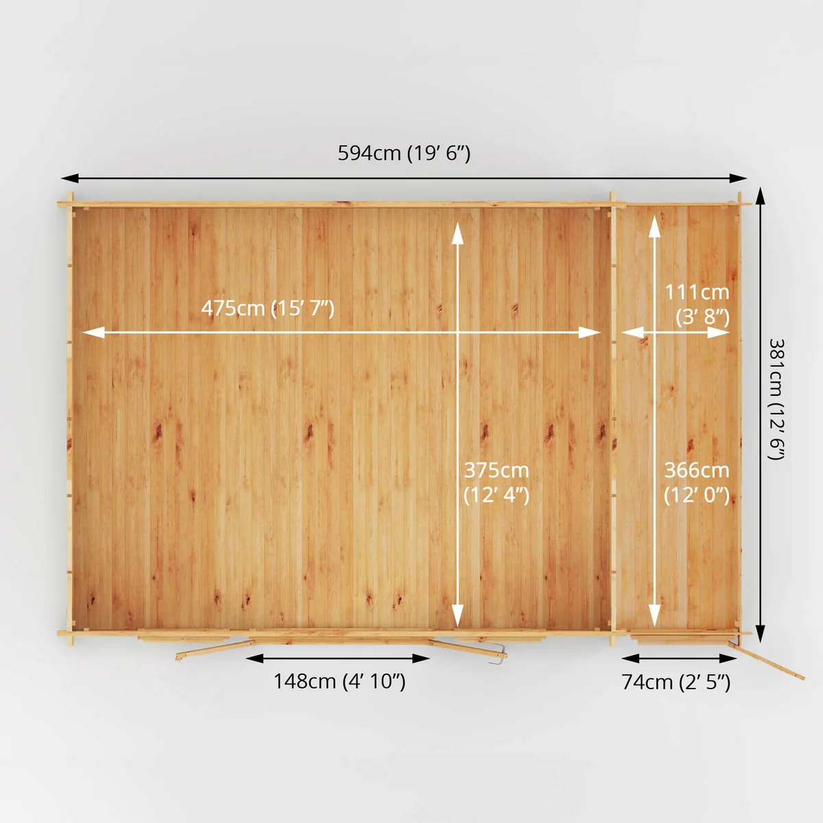 Mercia Studio 13' 7" x 20' 2" Apex Log Cabin - Premium 28mm Cladding Loglap - Image 12