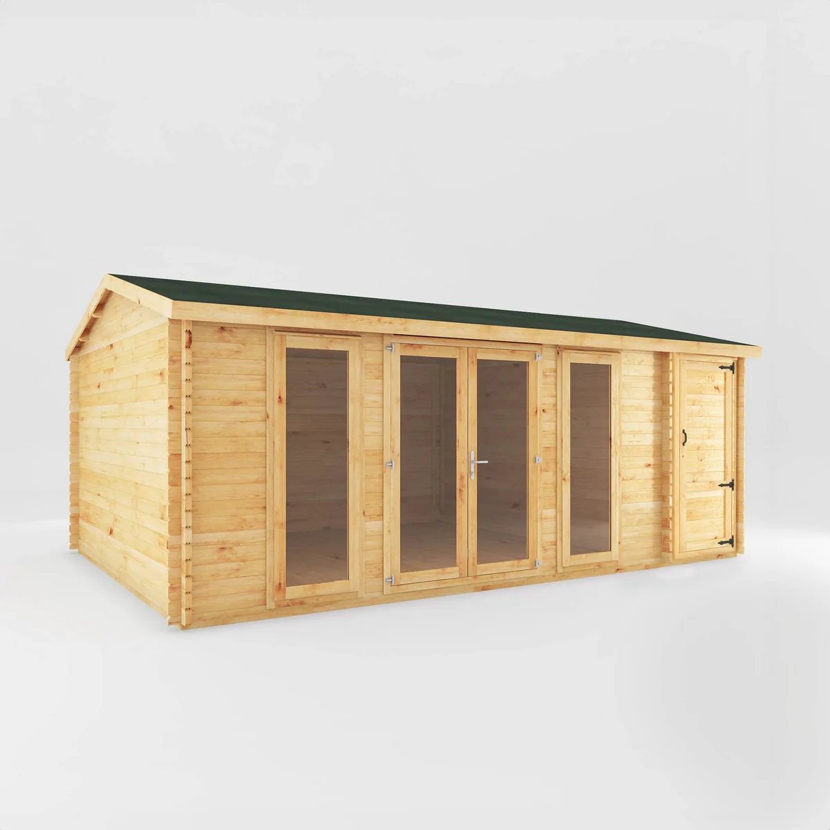 Mercia Studio 13' 7" x 20' 2" Apex Log Cabin - Premium 28mm Cladding Loglap - Image 9