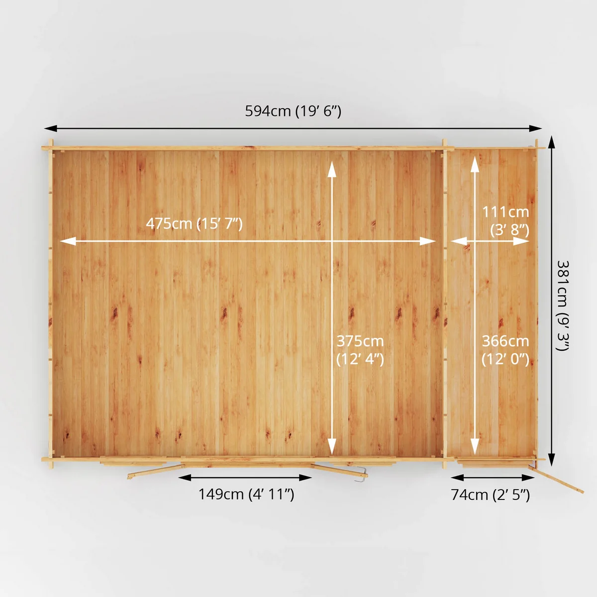 Mercia Studio 13' 7" x 20' 2" Apex Log Cabin - Premium 34mm Cladding Loglap - Image 12