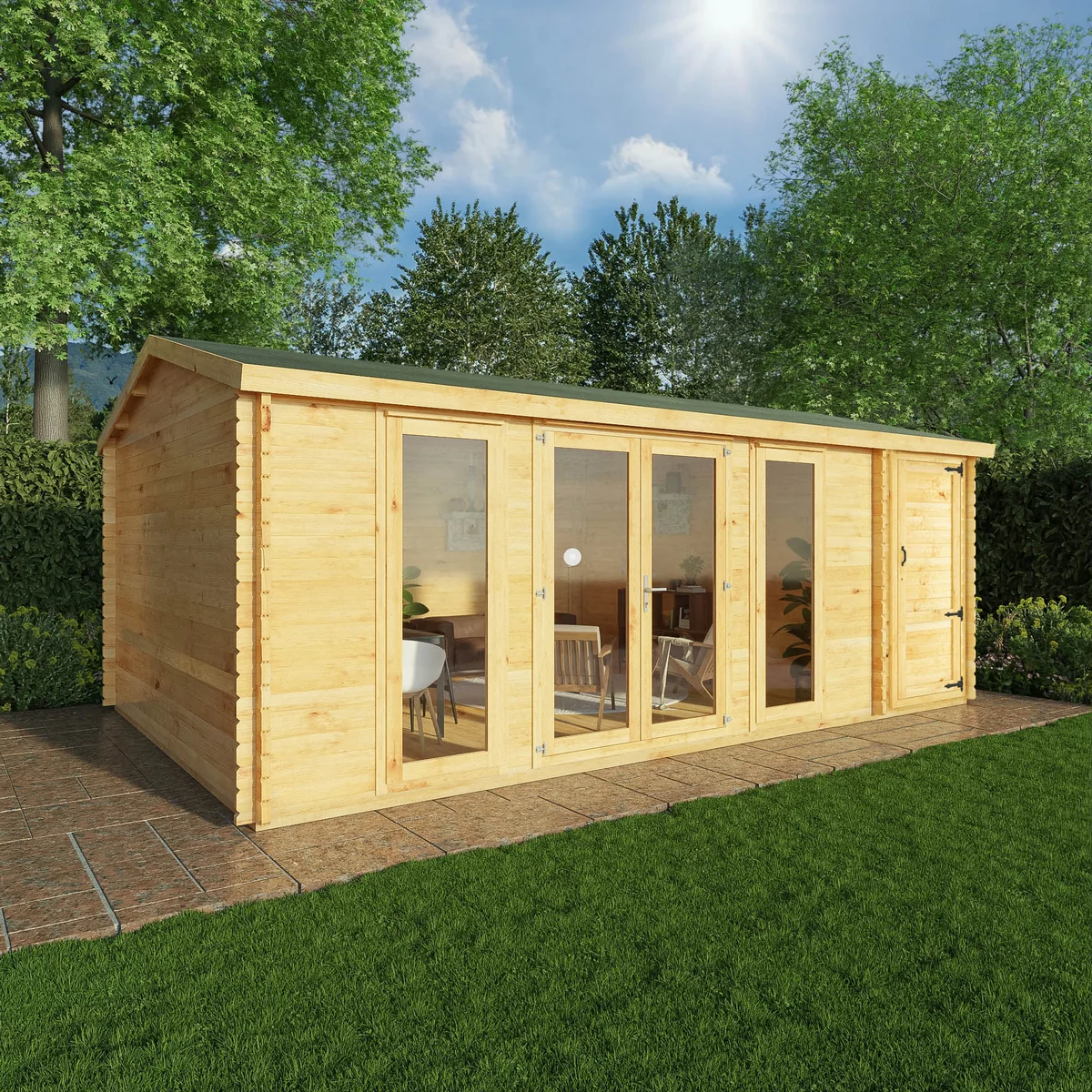 Mercia Studio 13' 7" x 20' 2" Apex Log Cabin - Premium 34mm Cladding Loglap - Image 8