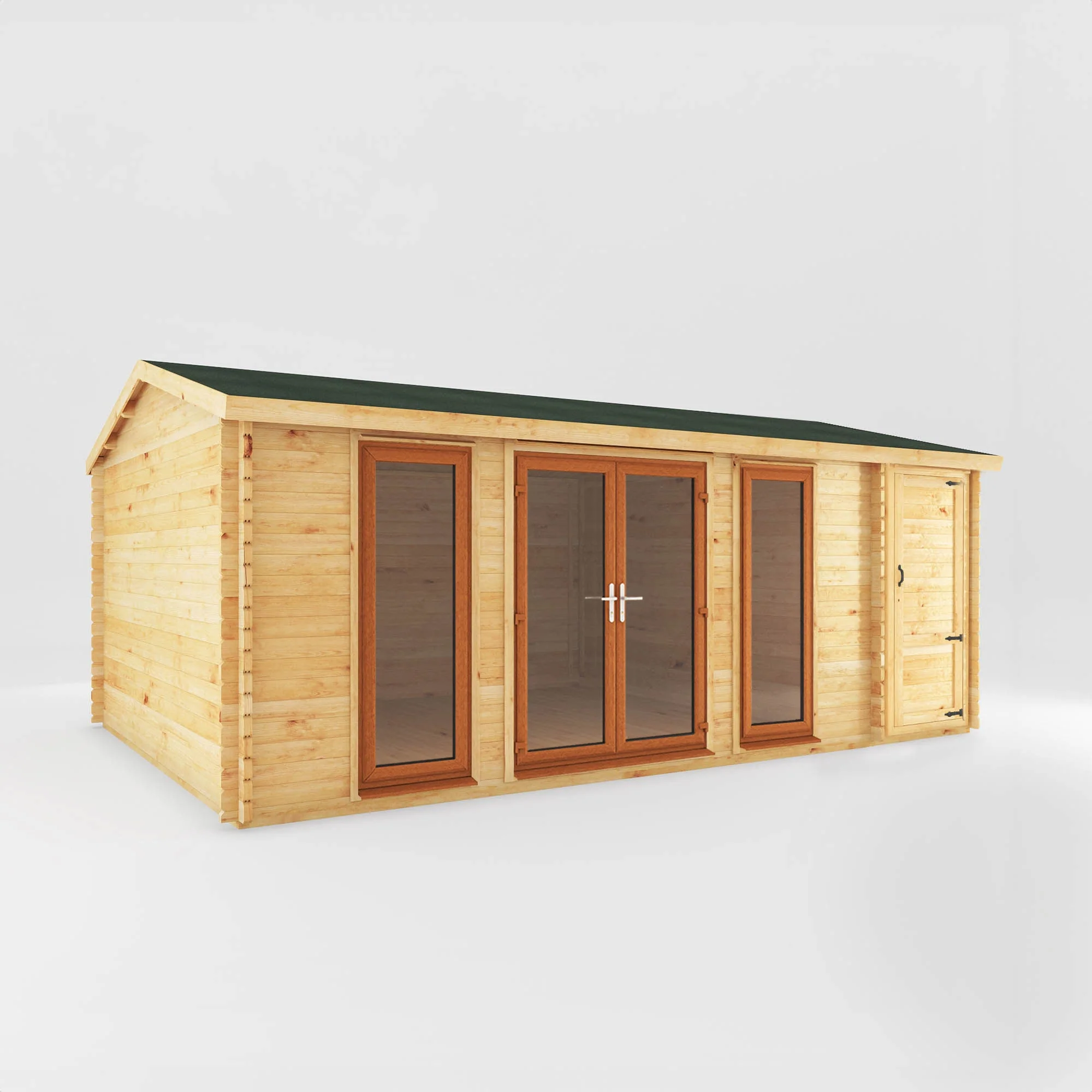 Mercia Studio 13' 7" x 20' 2" Apex Log Cabin - Premium 44mm Cladding Loglap - Brown UPVC - Image 10