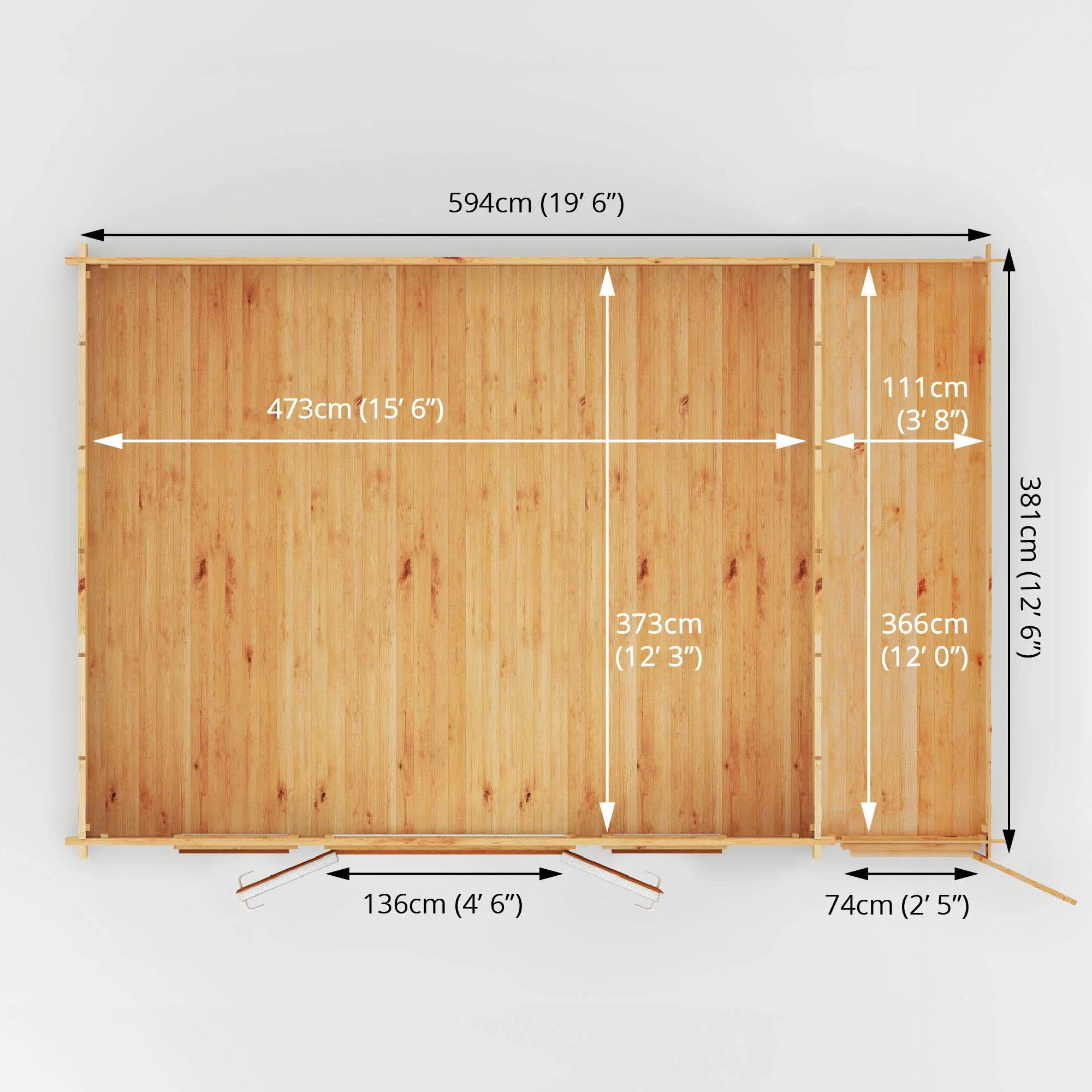 Mercia Studio 13' 7" x 20' 2" Apex Log Cabin - Premium 44mm Cladding Loglap - Brown UPVC - Image 11