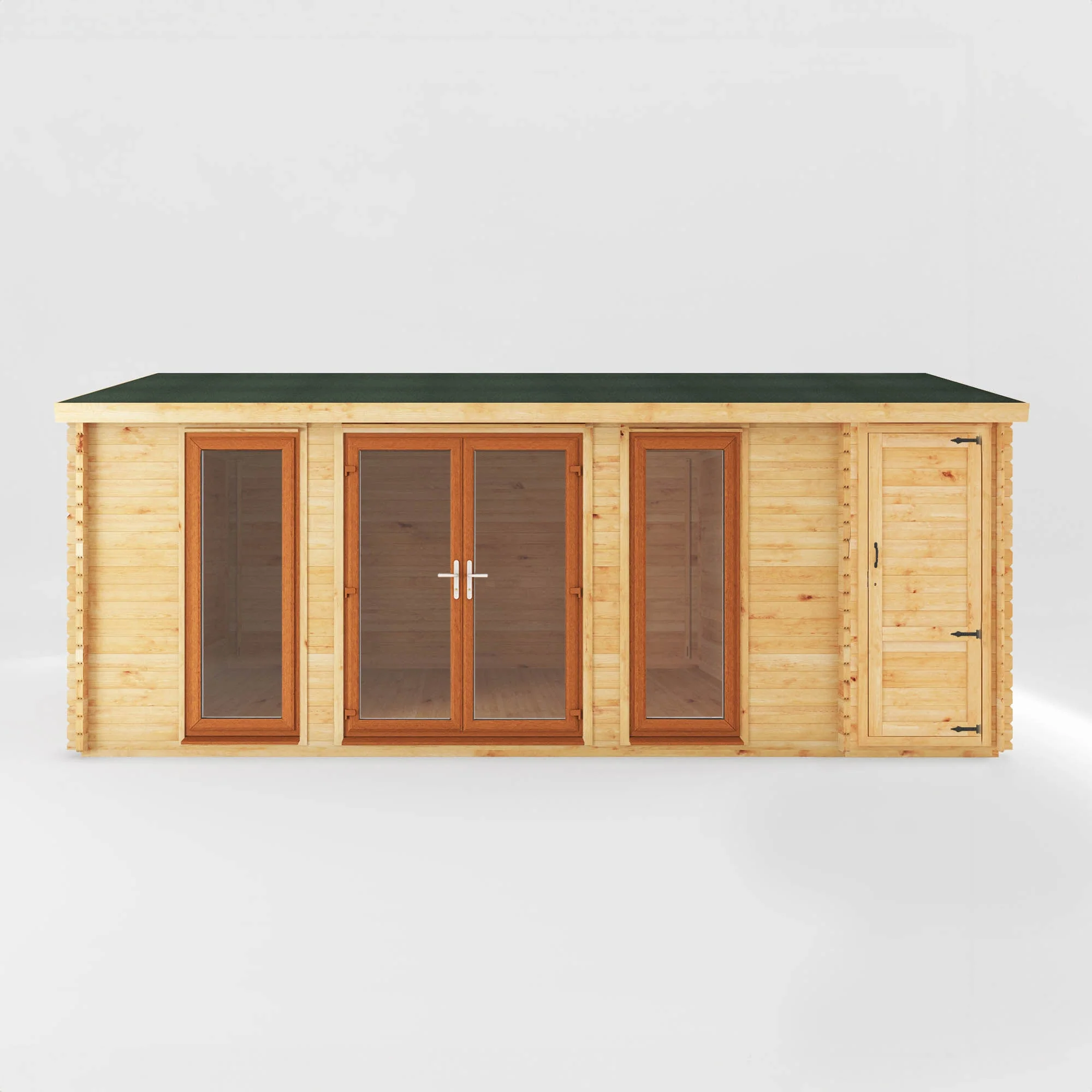 Mercia Studio 13' 7" x 20' 2" Apex Log Cabin - Premium 44mm Cladding Loglap - Brown UPVC - Image 9