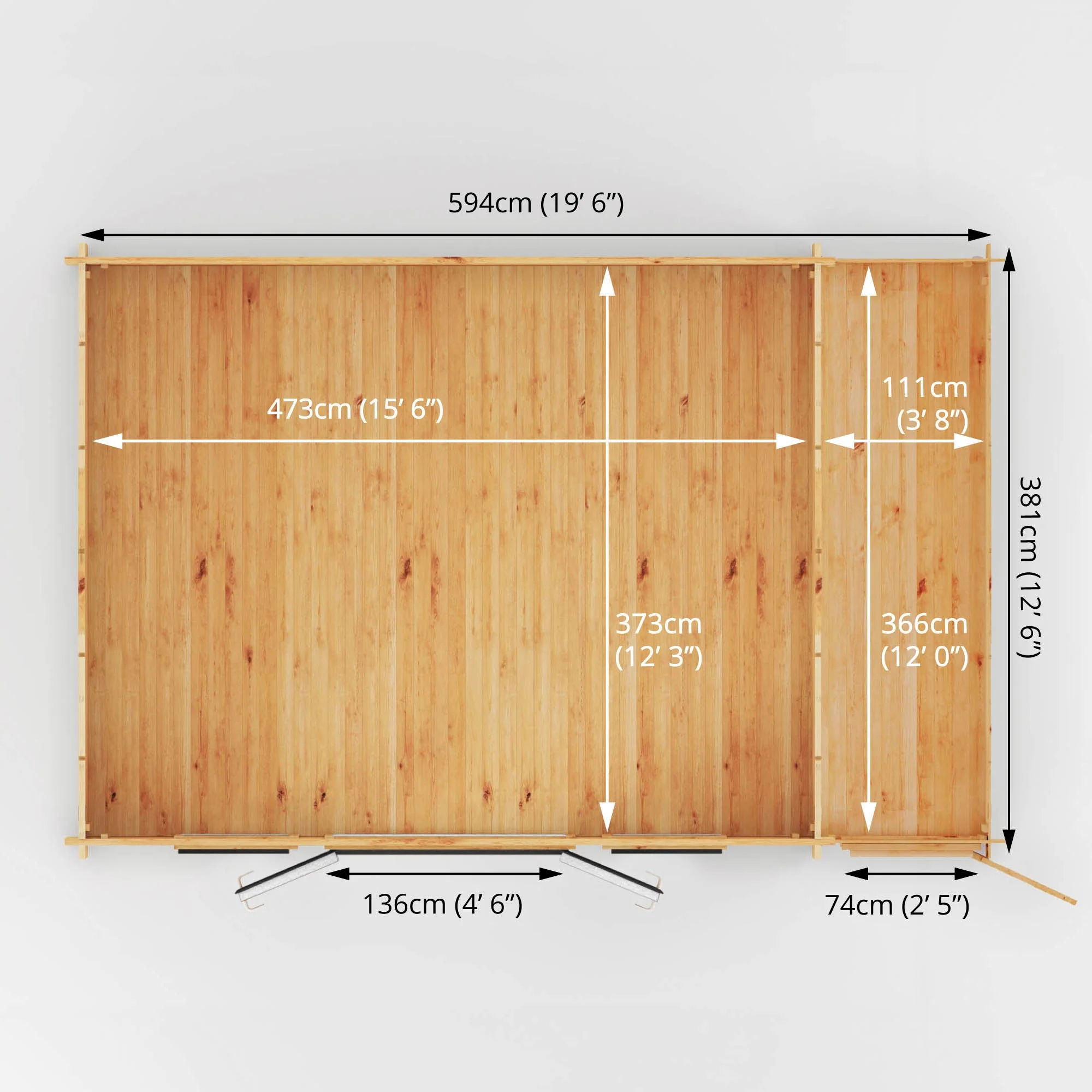 Mercia Studio 13' 7" x 20' 2" Apex Log Cabin - Premium 44mm Cladding Loglap - Grey UPVC - Image 10