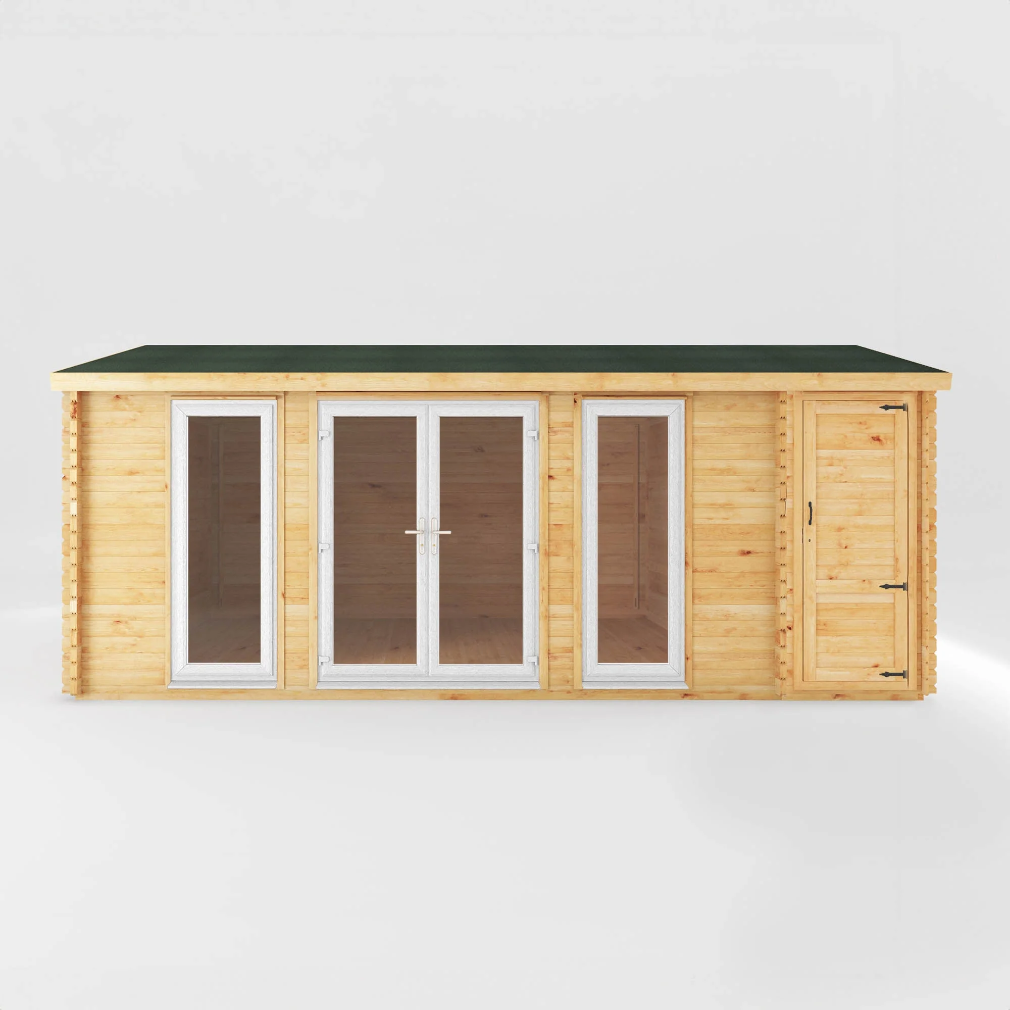 Mercia Studio 13' 7" x 20' 2" Apex Log Cabin - Premium 44mm Cladding Loglap - White UPVC - Image 7