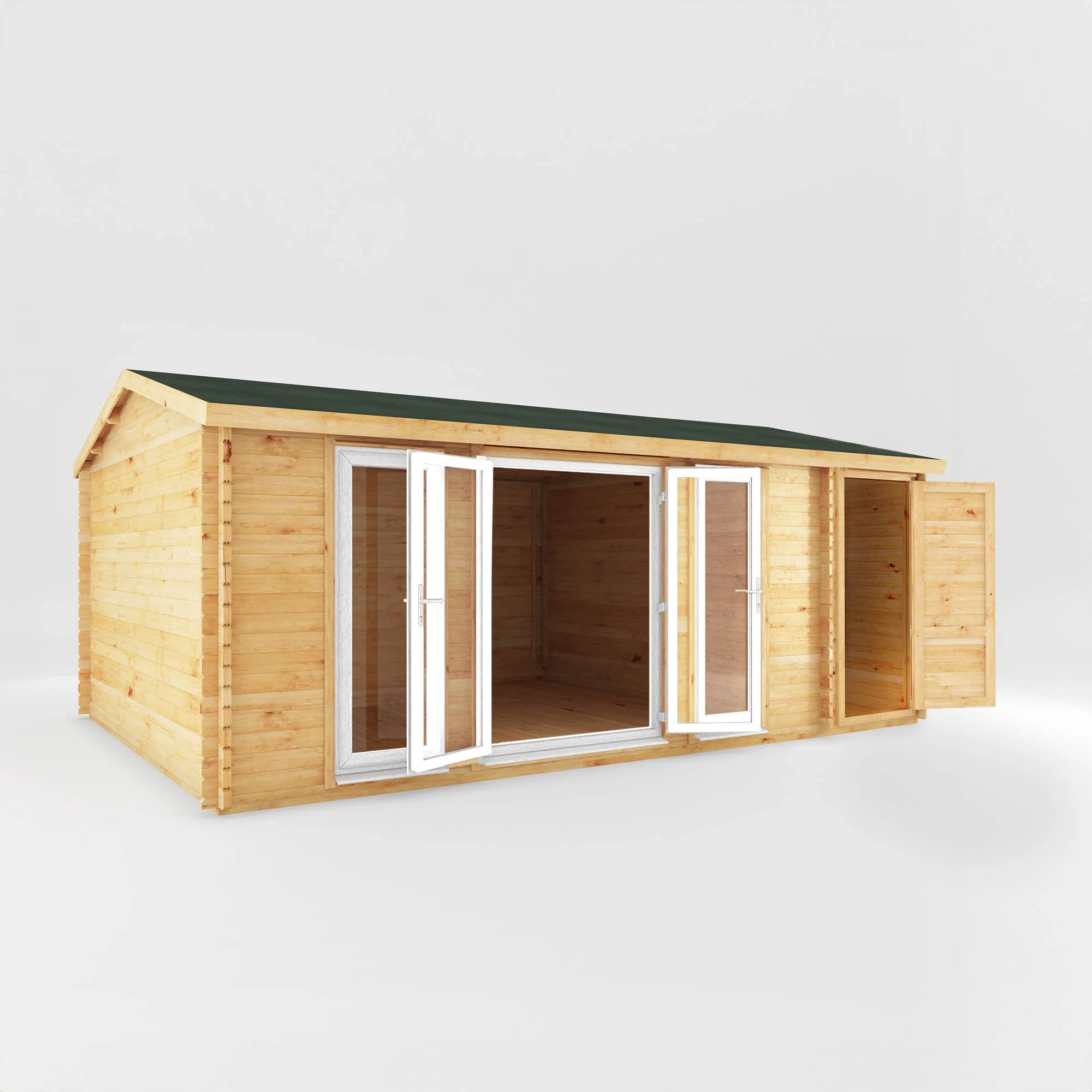 Mercia Studio 13' 7" x 20' 2" Apex Log Cabin - Premium 44mm Cladding Loglap - White UPVC - Image 8