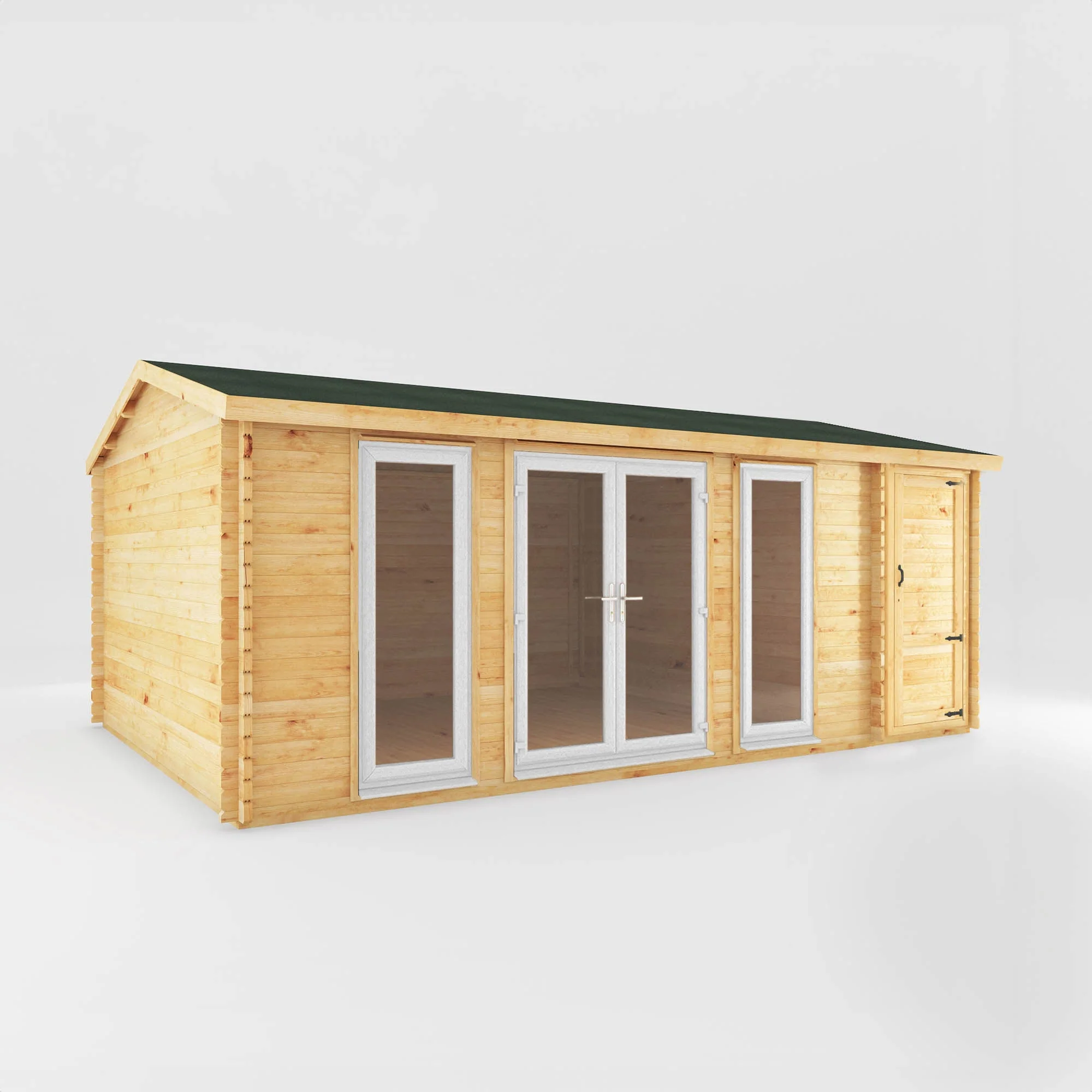 Mercia Studio 13' 7" x 20' 2" Apex Log Cabin - Premium 44mm Cladding Loglap - White UPVC - Image 9