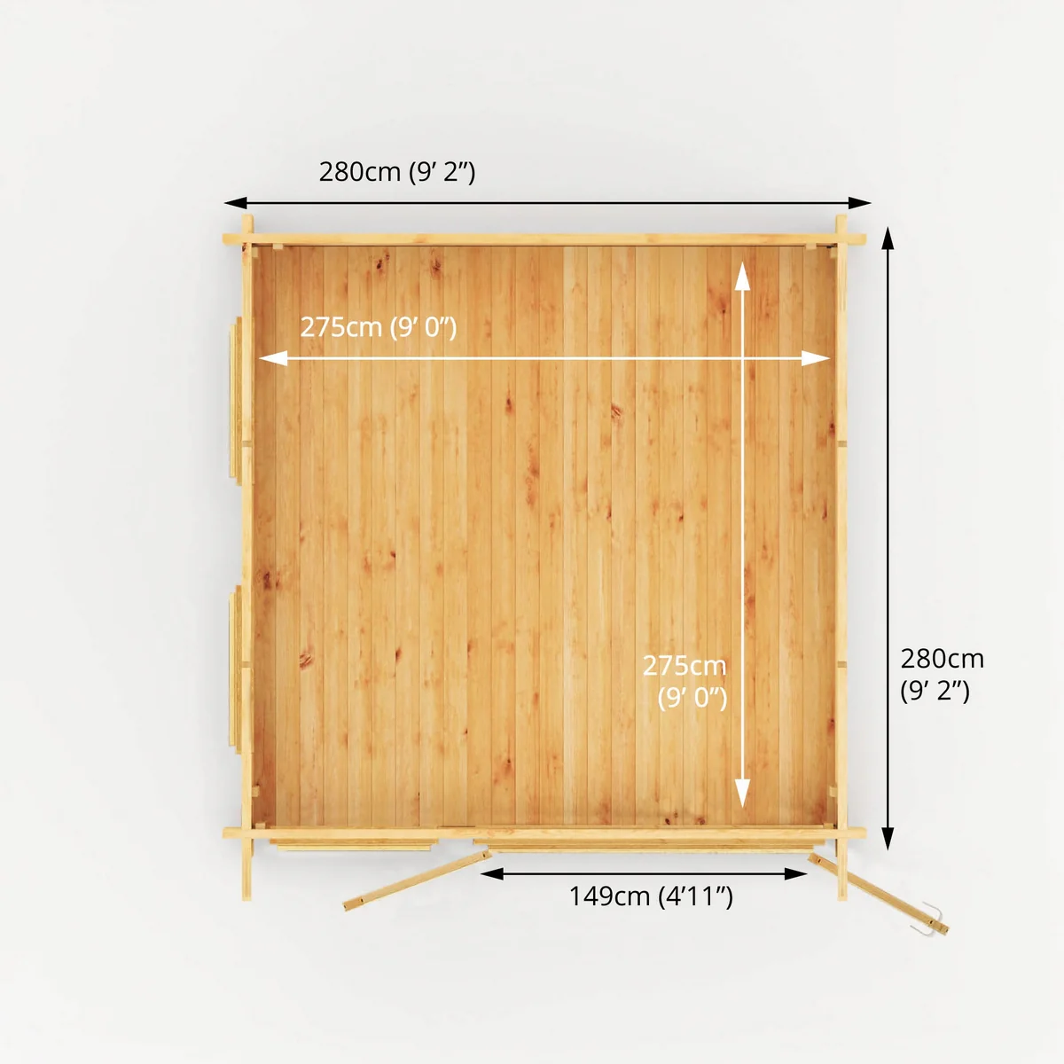 Mercia Studio 9' 11" x 9' 11" Pent Log Cabin - Premium 34mm Cladding Loglap - Image 9