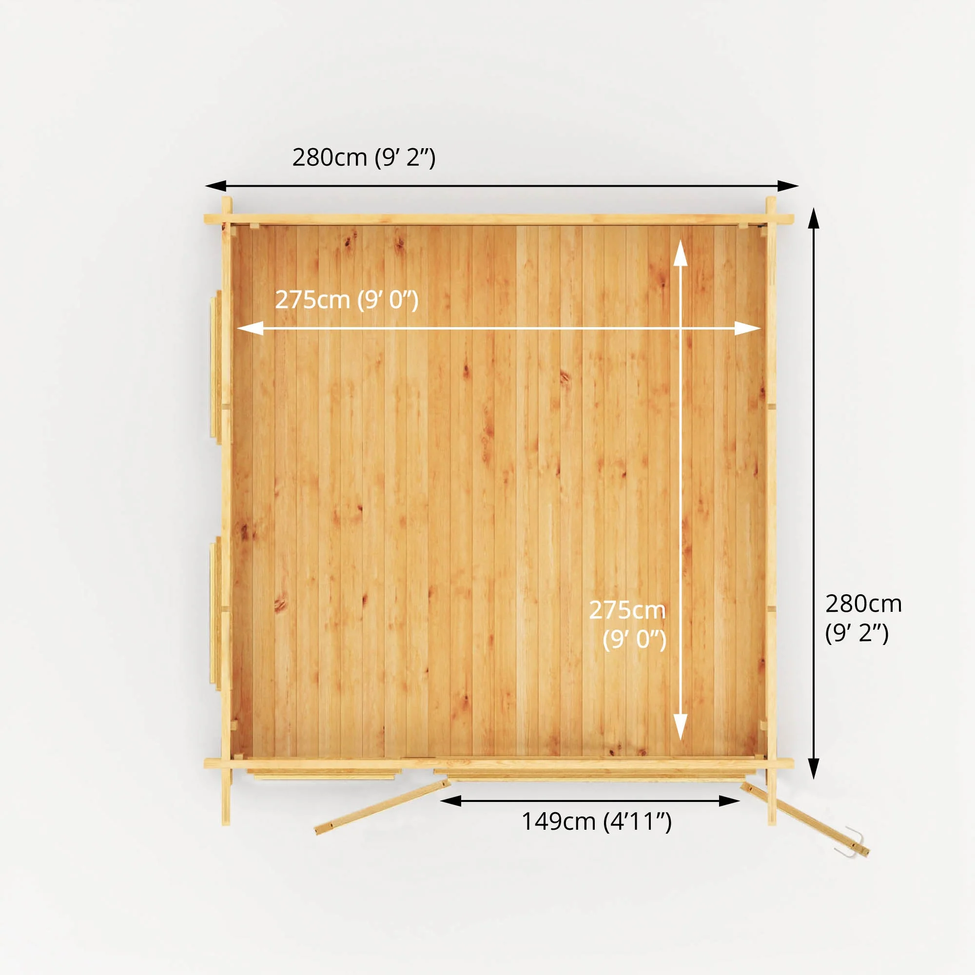 Mercia Studio 9' 11" x 9' 11" Pent Log Cabin - Premium 44mm Cladding Loglap - Image 9