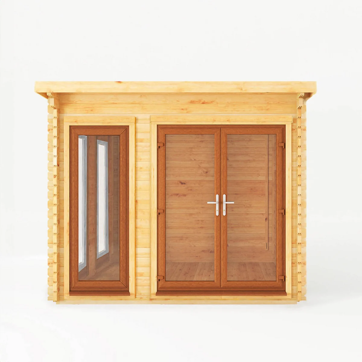 Mercia Studio 9' 11" x 9' 11" Pent Log Cabin - Premium 44mm Cladding Loglap - Brown UPVC - Image 2