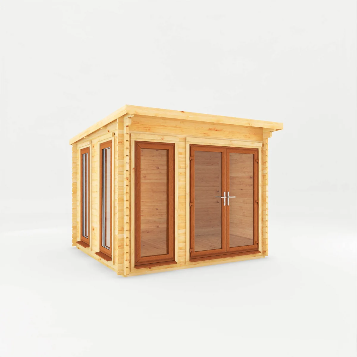 Mercia Studio 9' 11" x 9' 11" Pent Log Cabin - Premium 44mm Cladding Loglap - Brown UPVC - Image 7
