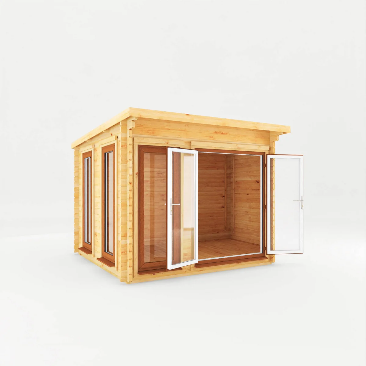 Mercia Studio 9' 11" x 9' 11" Pent Log Cabin - Premium 44mm Cladding Loglap - Brown UPVC - Image 8