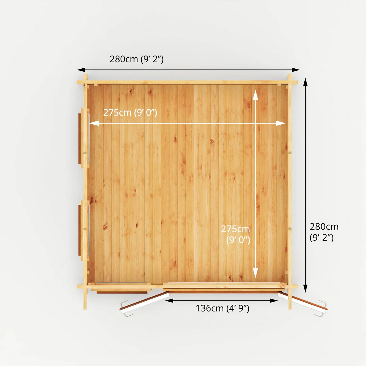 Mercia Studio 9' 11" x 9' 11" Pent Log Cabin - Premium 44mm Cladding Loglap - Brown UPVC - Image 9