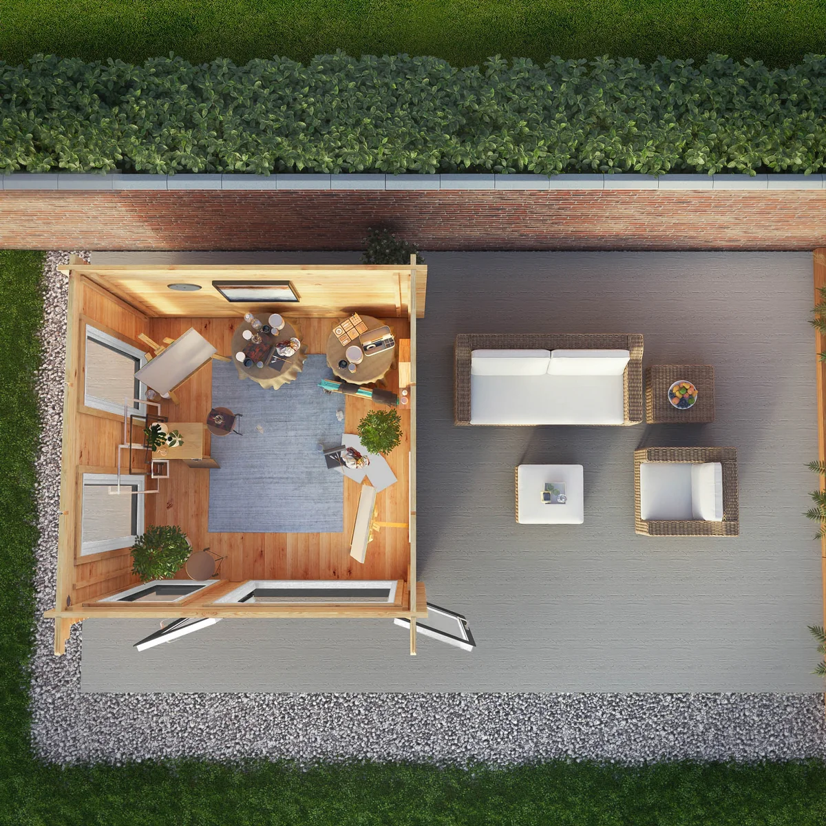 Mercia Studio 9' 11" x 9' 11" Pent Log Cabin - Premium 44mm Cladding Loglap - Grey UPVC - Image 3