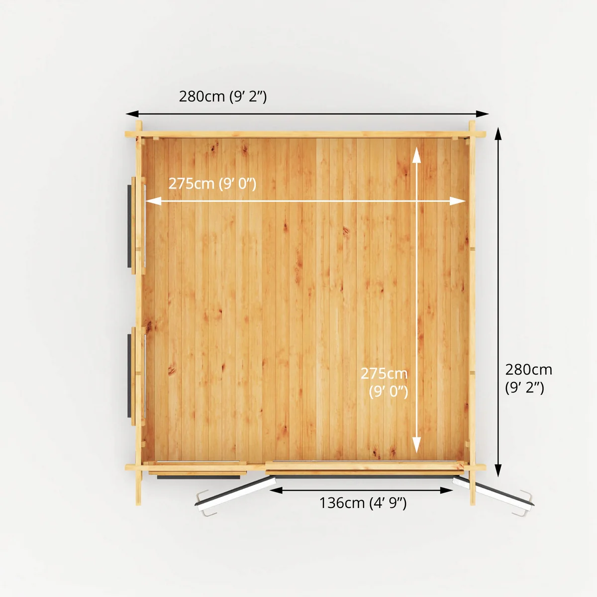 Mercia Studio 9' 11" x 9' 11" Pent Log Cabin - Premium 44mm Cladding Loglap - Grey UPVC - Image 9