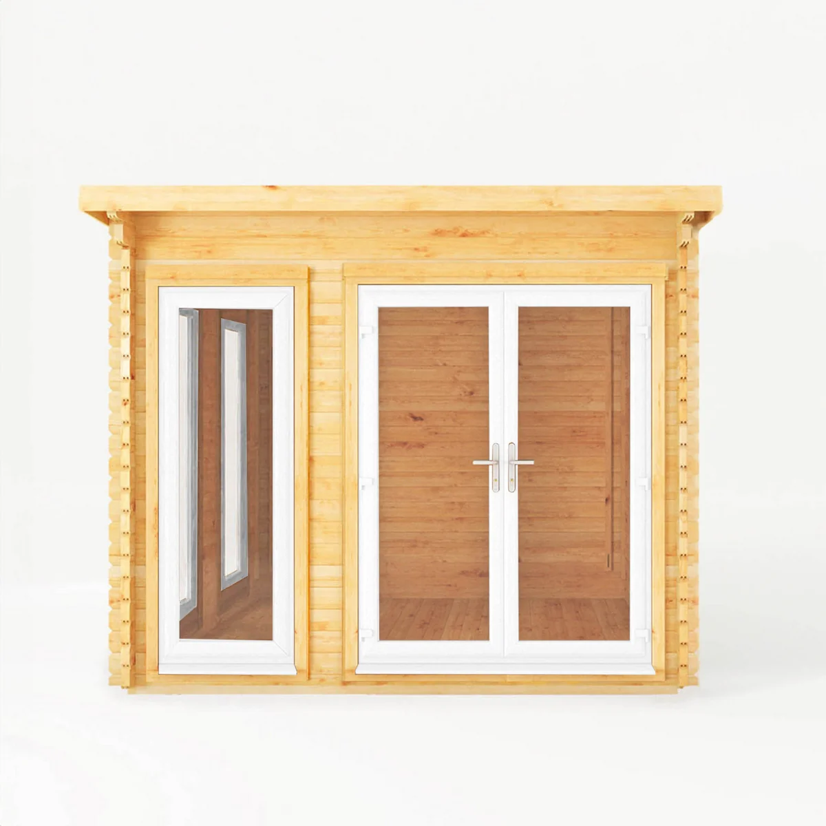 Mercia Studio 9' 11" x 9' 11" Pent Log Cabin - Premium 44mm Cladding Loglap - White UPVC - Image 2