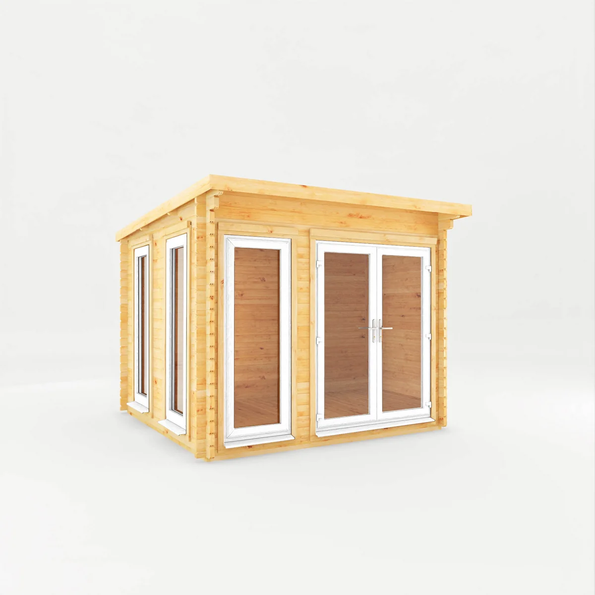 Mercia Studio 9' 11" x 9' 11" Pent Log Cabin - Premium 44mm Cladding Loglap - White UPVC - Image 7